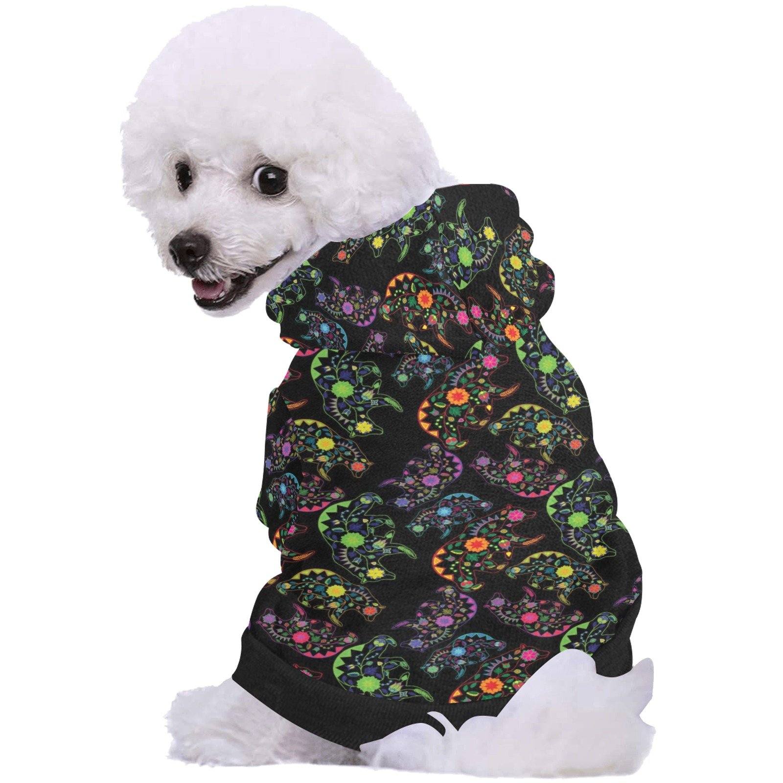 Neon Floral Bears Pet Dog Hoodie Pet Dog Hoodie e-joyer 