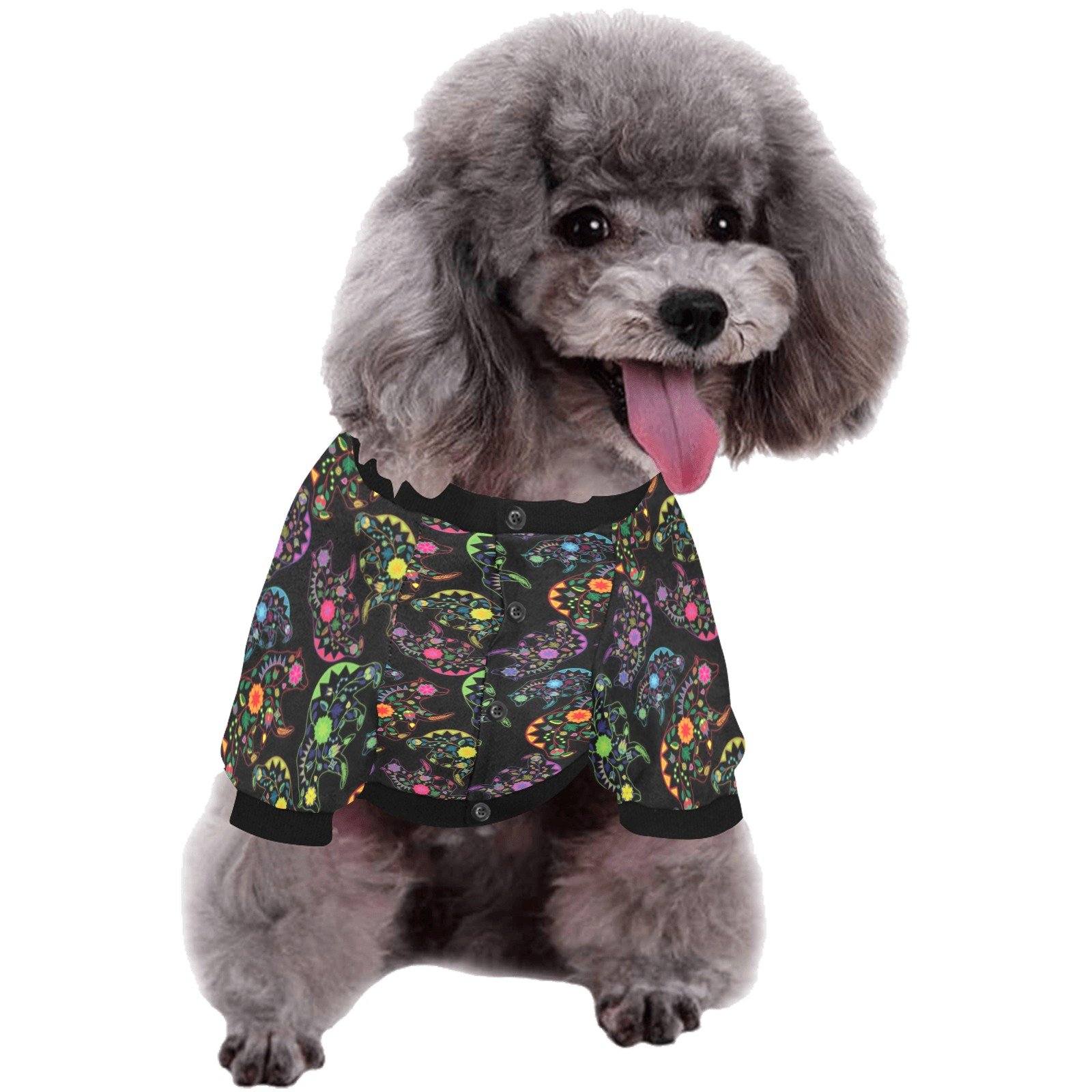 Neon Floral Bears Pet Dog Round Neck Shirt Pet Dog Round Neck Shirt e-joyer 