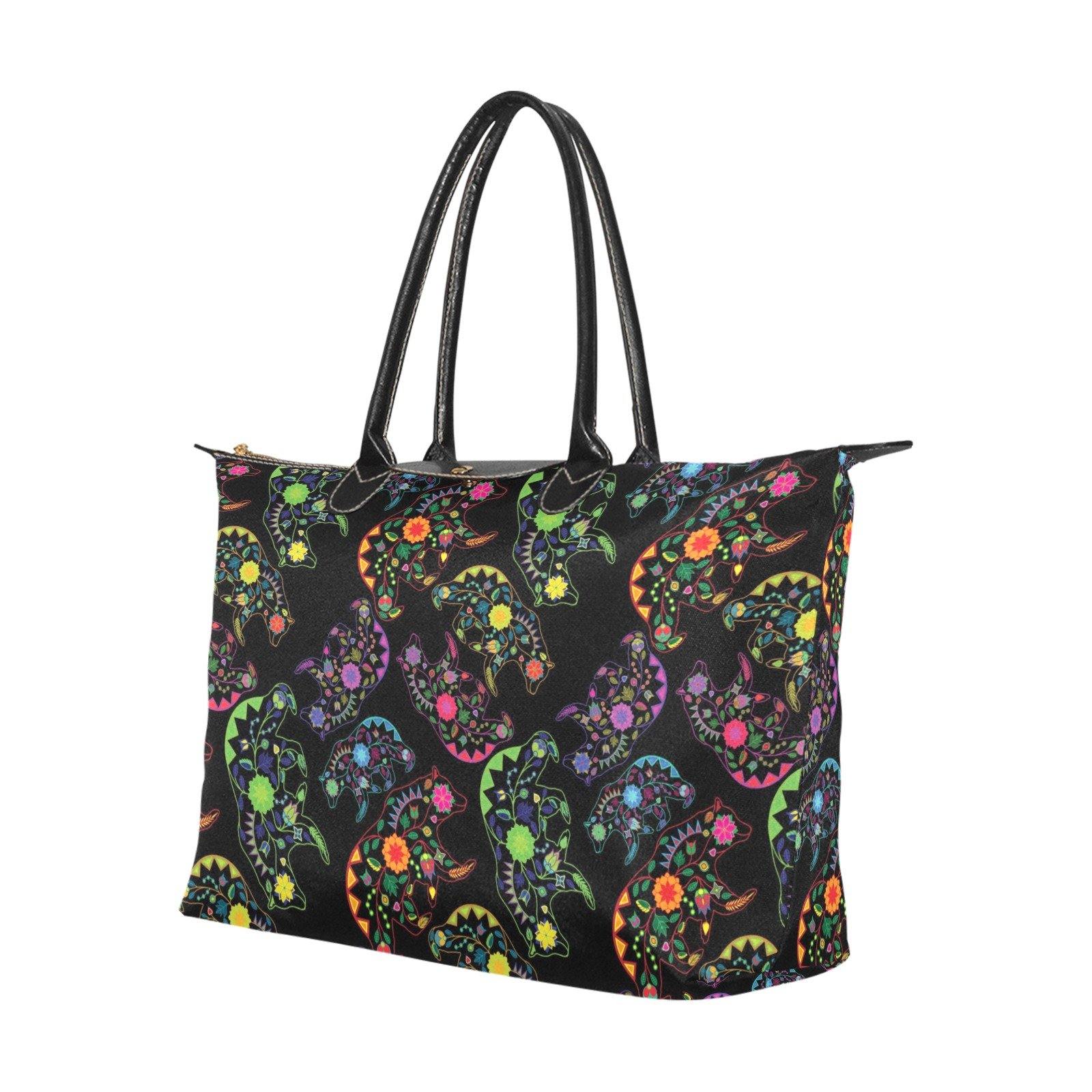 Neon Floral Bears Single-Shoulder Lady Handbag (Model 1714) bag e-joyer 