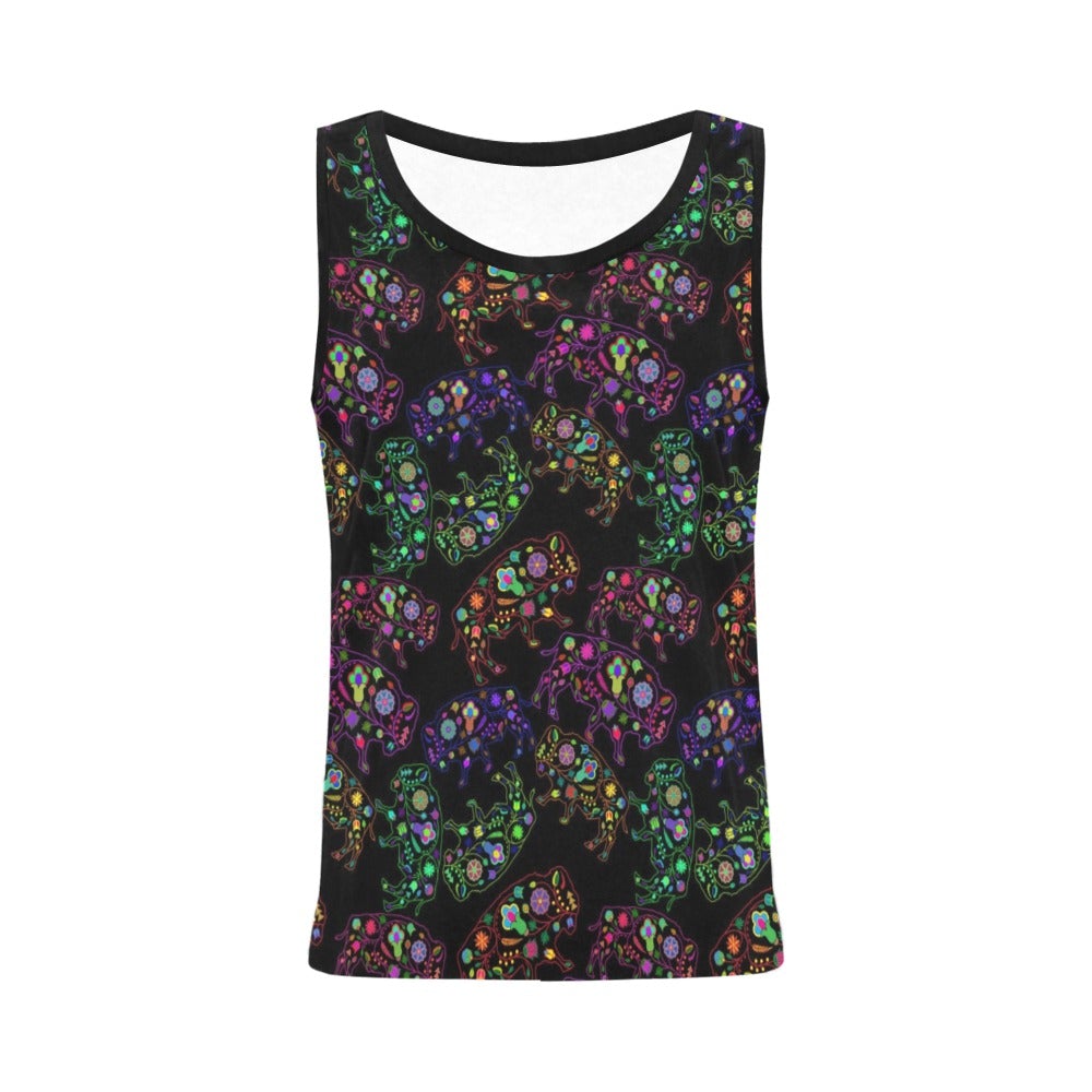 Neon Floral Buffalos All Over Print Tank Top for Women (Model T43) All Over Print Tank Top for Women (T43) e-joyer 