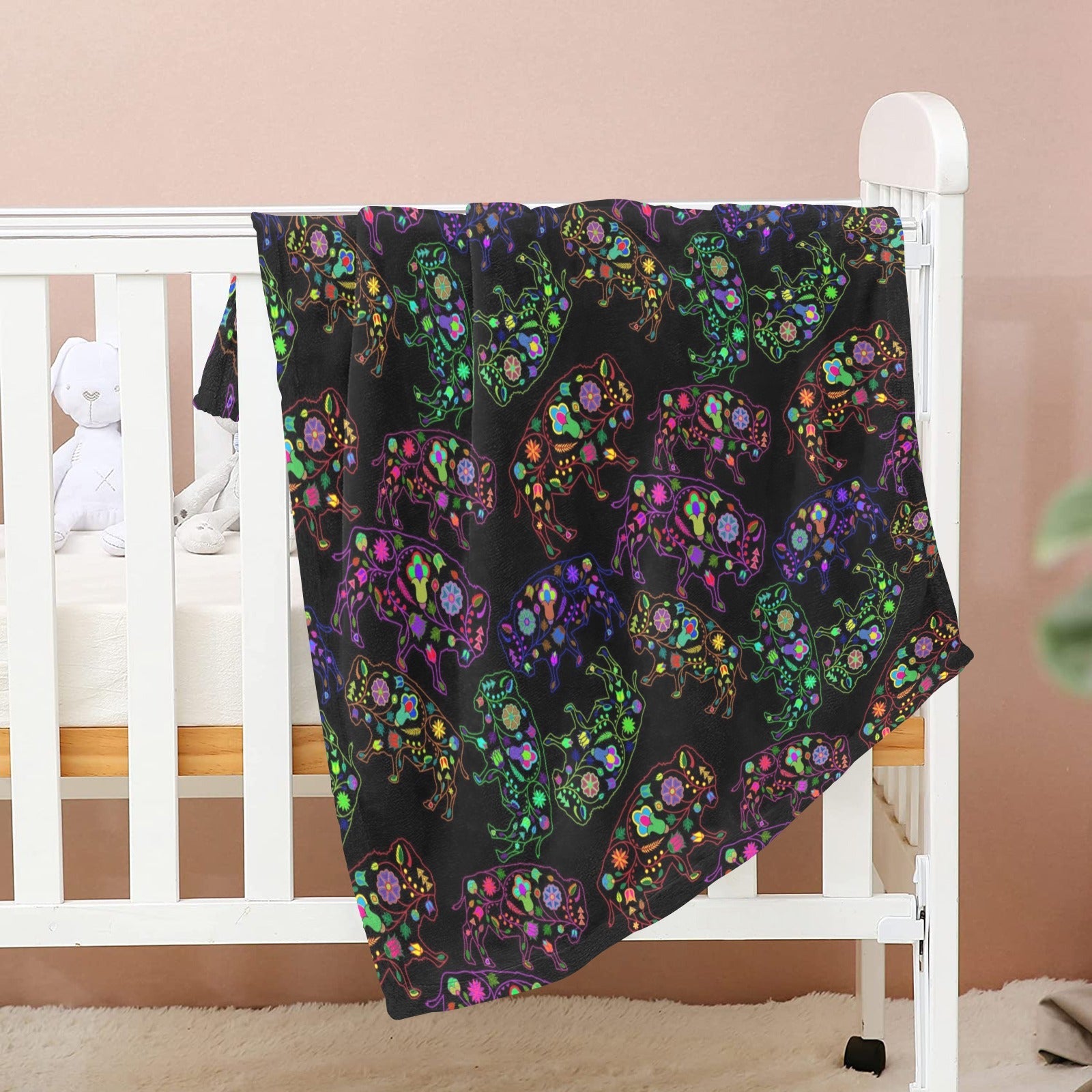 Neon Floral Buffalos Baby Blanket 40"x50" Baby Blanket 40"x50" e-joyer 