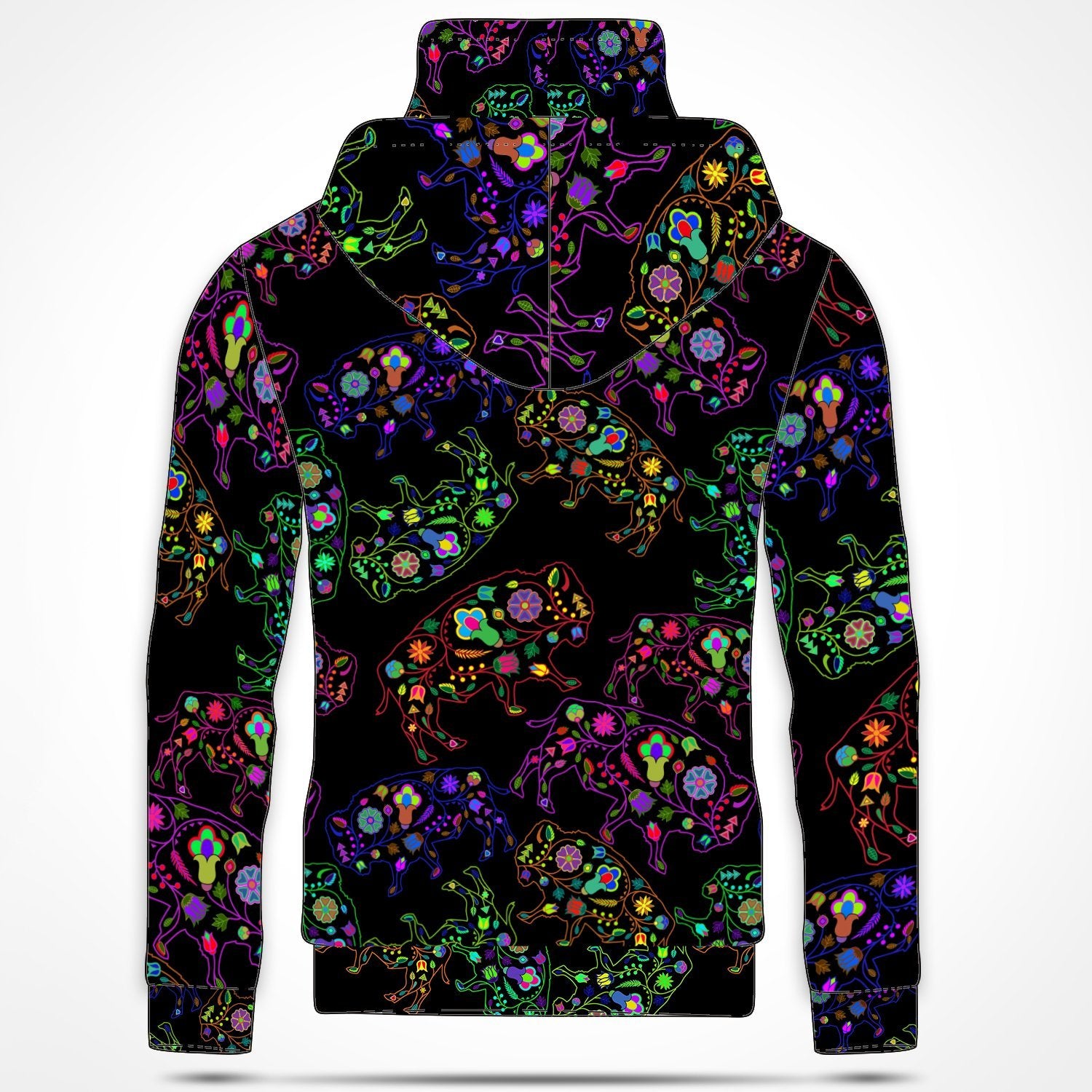 Neon Floral Buffalos Hoodie with Face Cover 49 Dzine 
