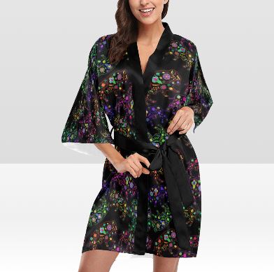 Neon Floral Buffalos Kimono Robe Artsadd 