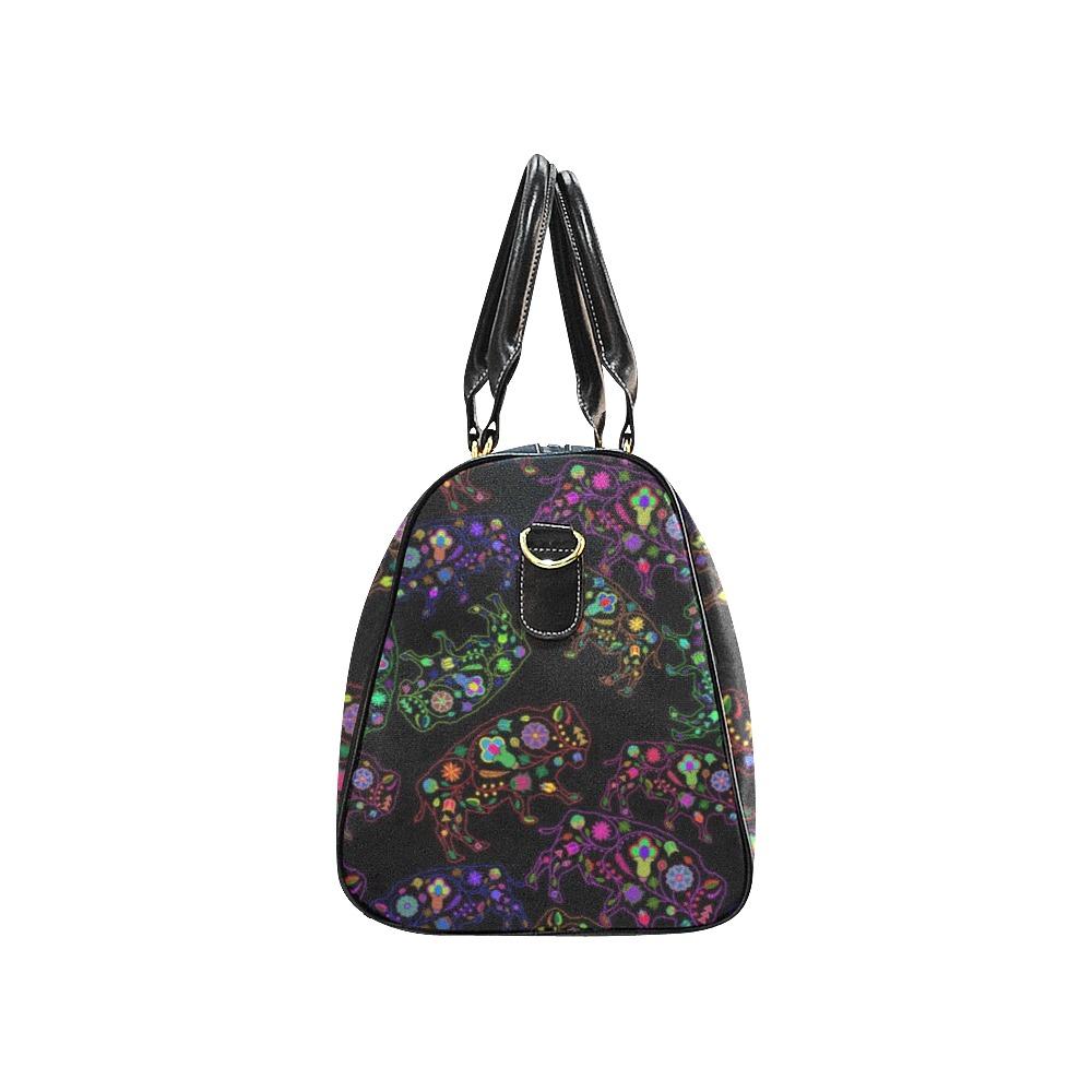 Neon Floral Buffalos New Waterproof Travel Bag/Small (Model 1639) bag e-joyer 