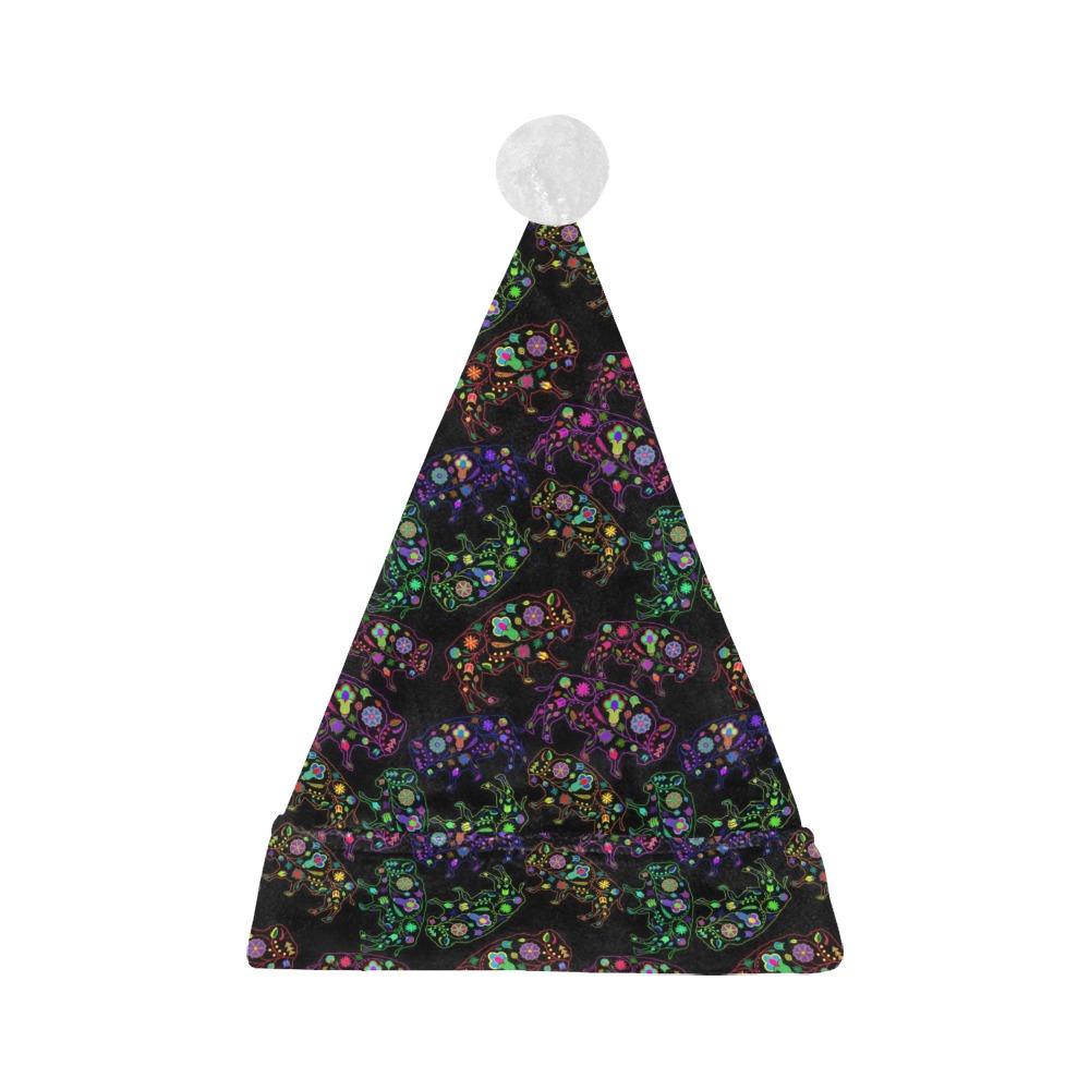 Neon Floral Buffalos Santa Hat Santa Hat e-joyer 