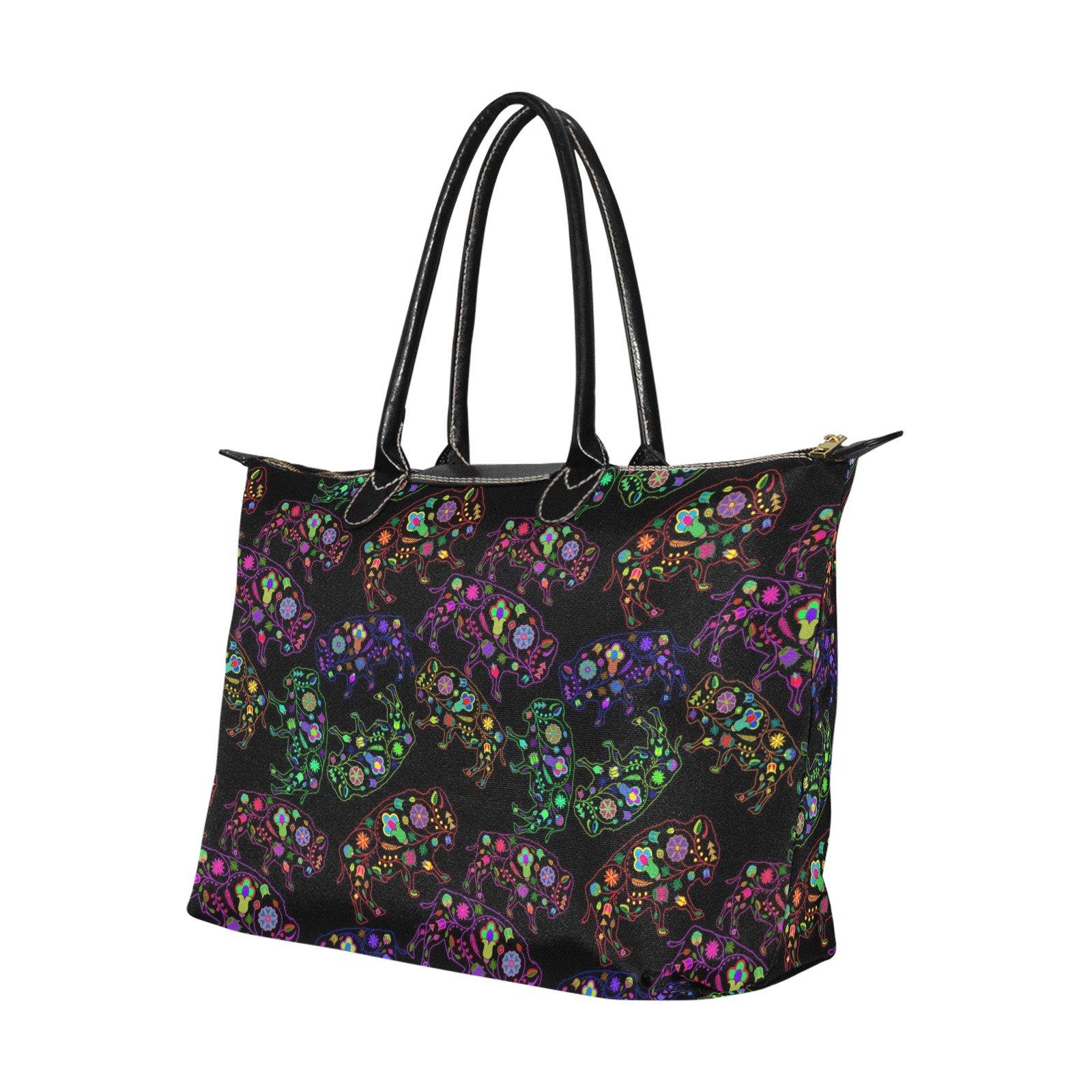 Neon Floral Buffalos Single-Shoulder Lady Handbag (Model 1714) bag e-joyer 