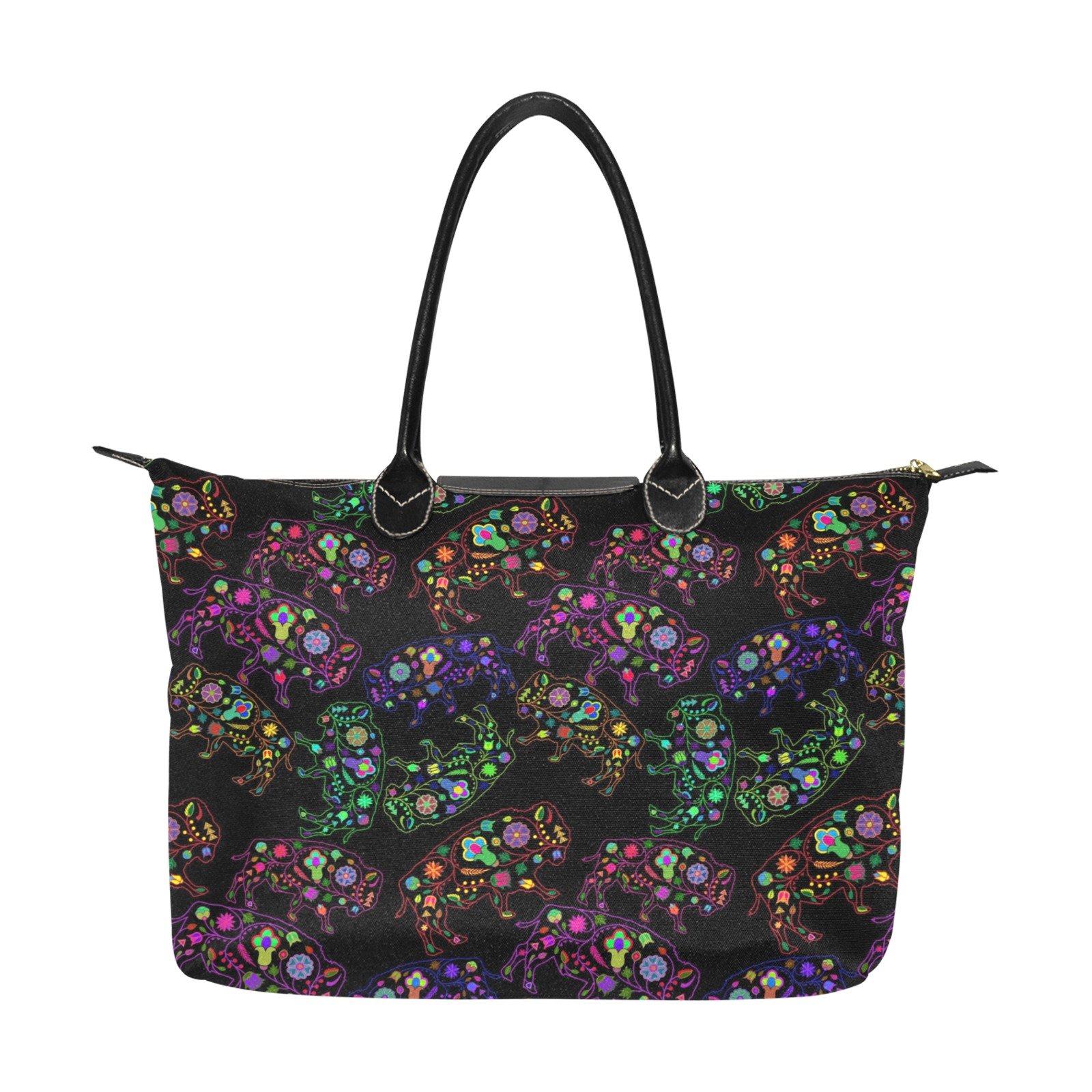 Neon Floral Buffalos Single-Shoulder Lady Handbag (Model 1714) bag e-joyer 