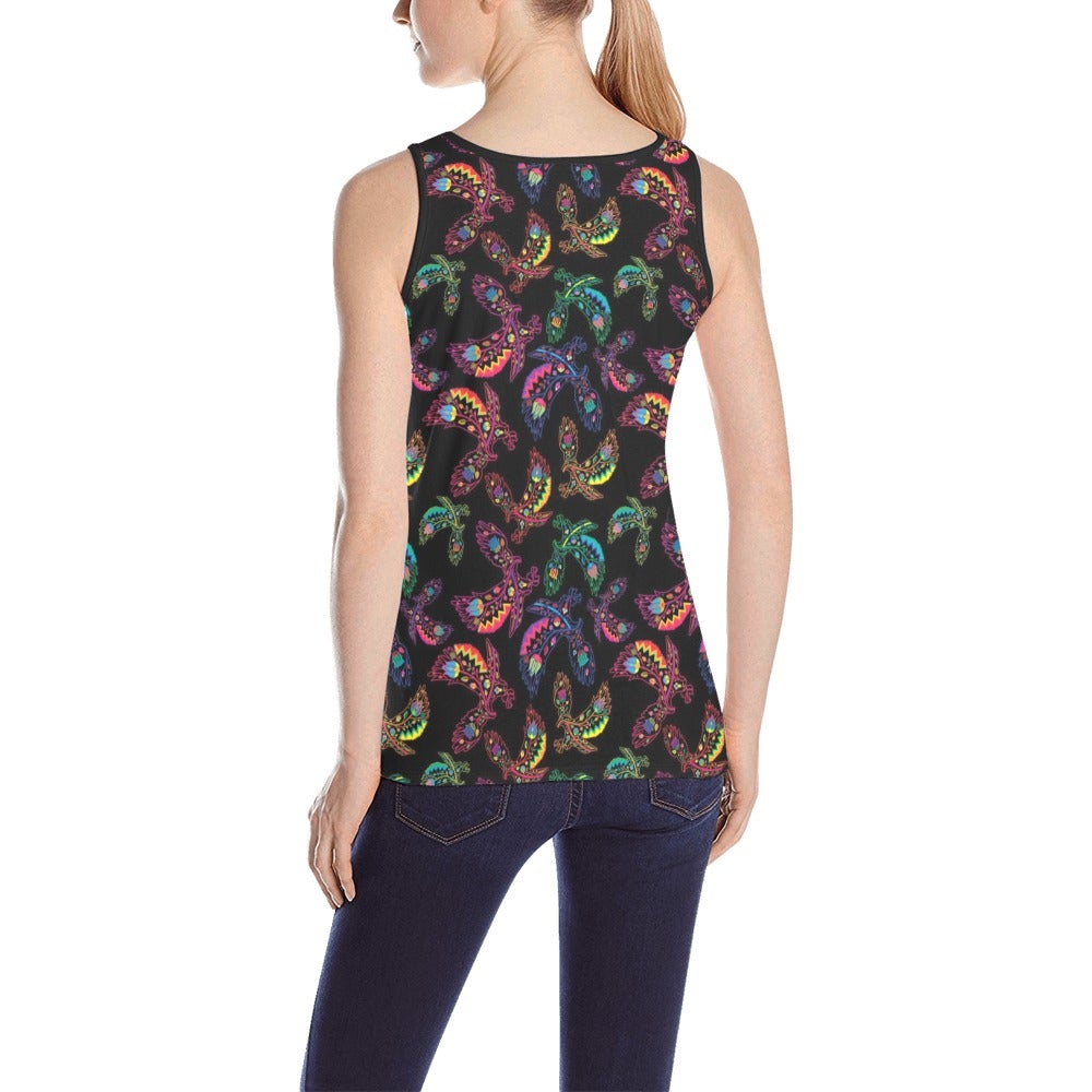 Neon Floral Eagles All Over Print Tank Top for Women (Model T43) All Over Print Tank Top for Women (T43) e-joyer 