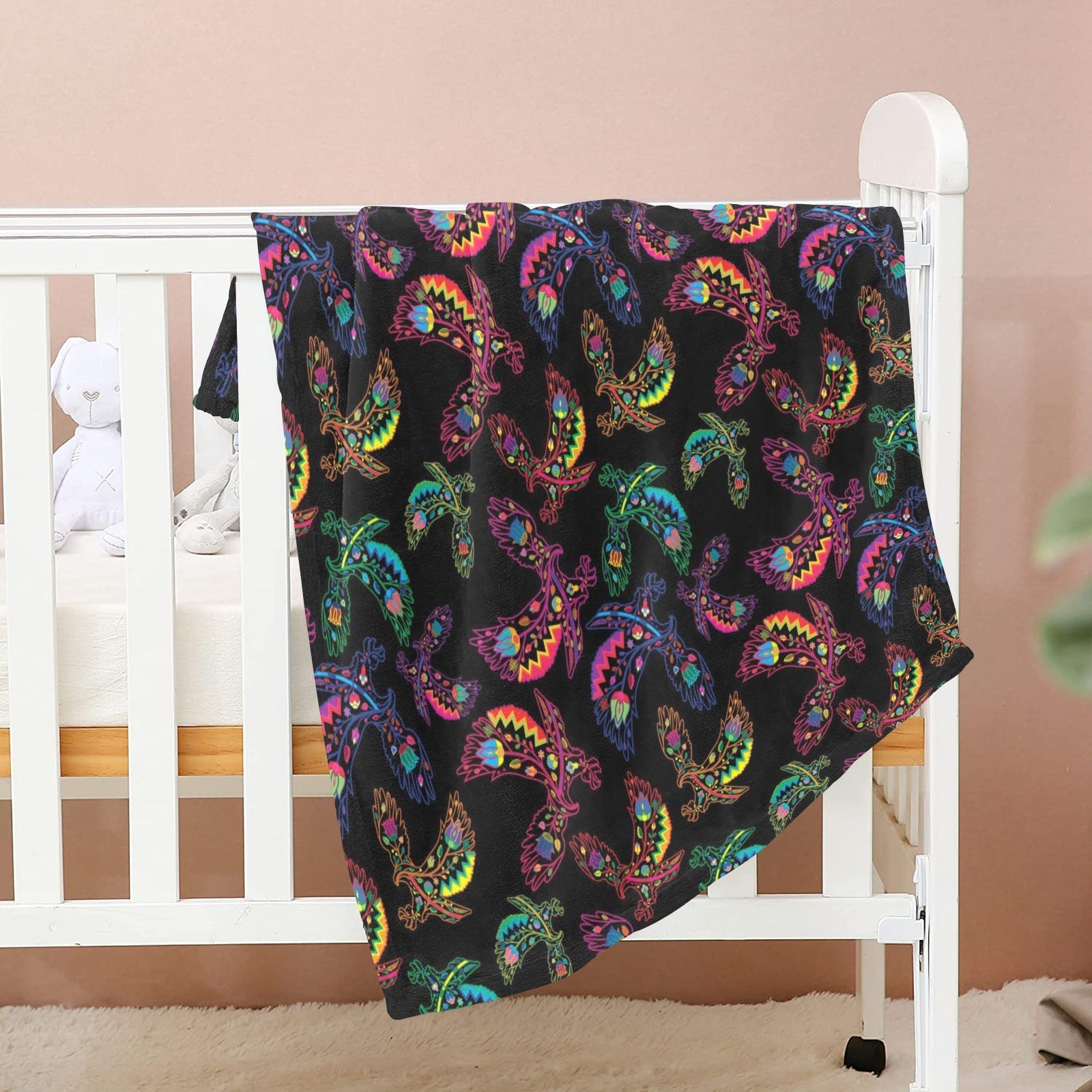 Neon Floral Eagles Baby Blanket 40"x50" Baby Blanket 40"x50" e-joyer 