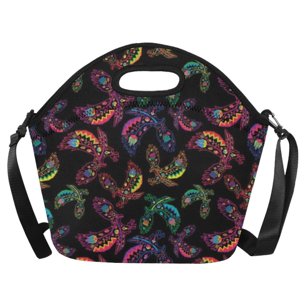 Neon Floral Eagles Neoprene Lunch Bag/Large (Model 1669) bag e-joyer 