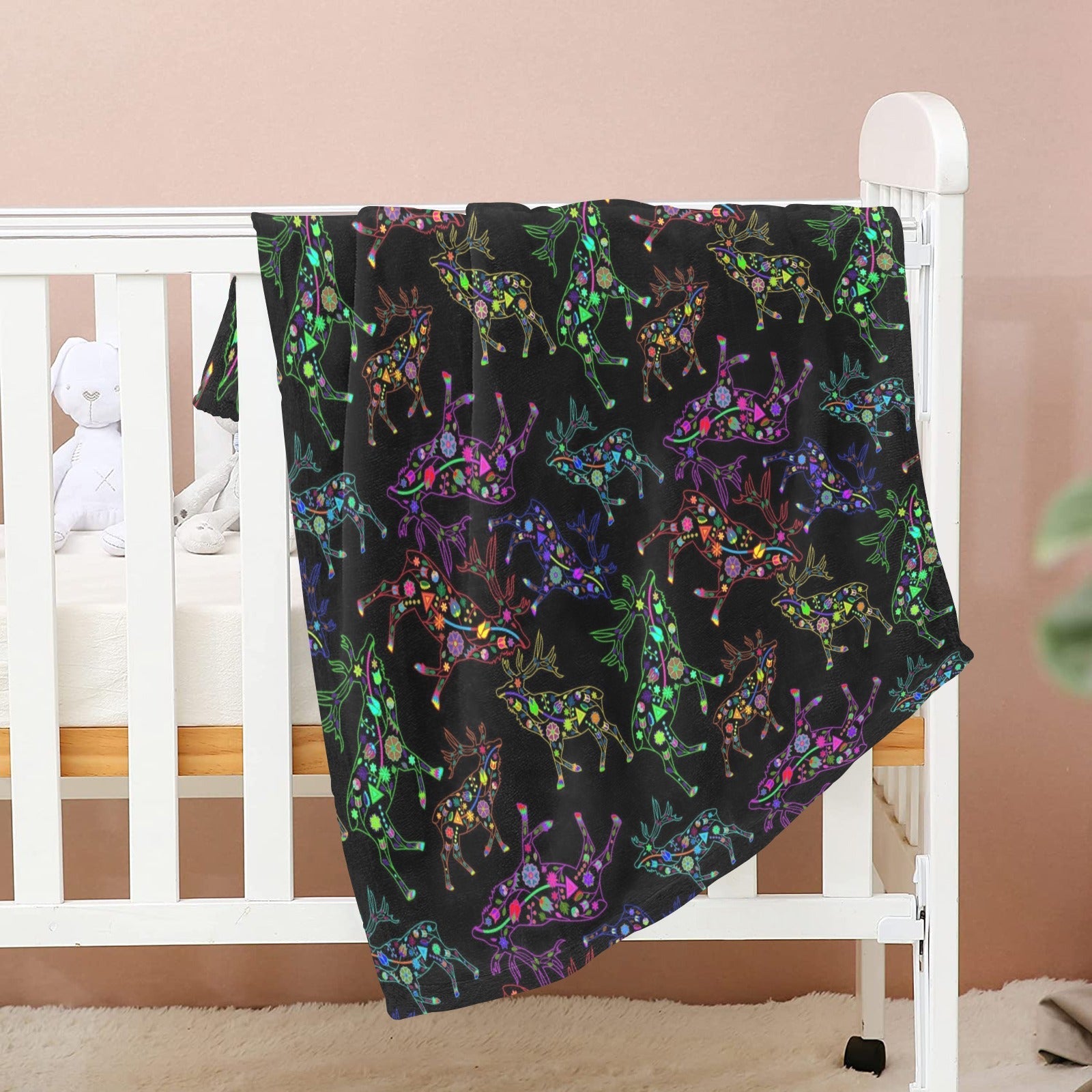 Neon Floral Elks Baby Blanket 40"x50" Baby Blanket 40"x50" e-joyer 