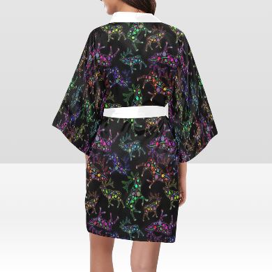 Neon Floral Elks Kimono Robe Artsadd 