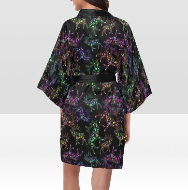 Neon Floral Elks Kimono Robe Artsadd 