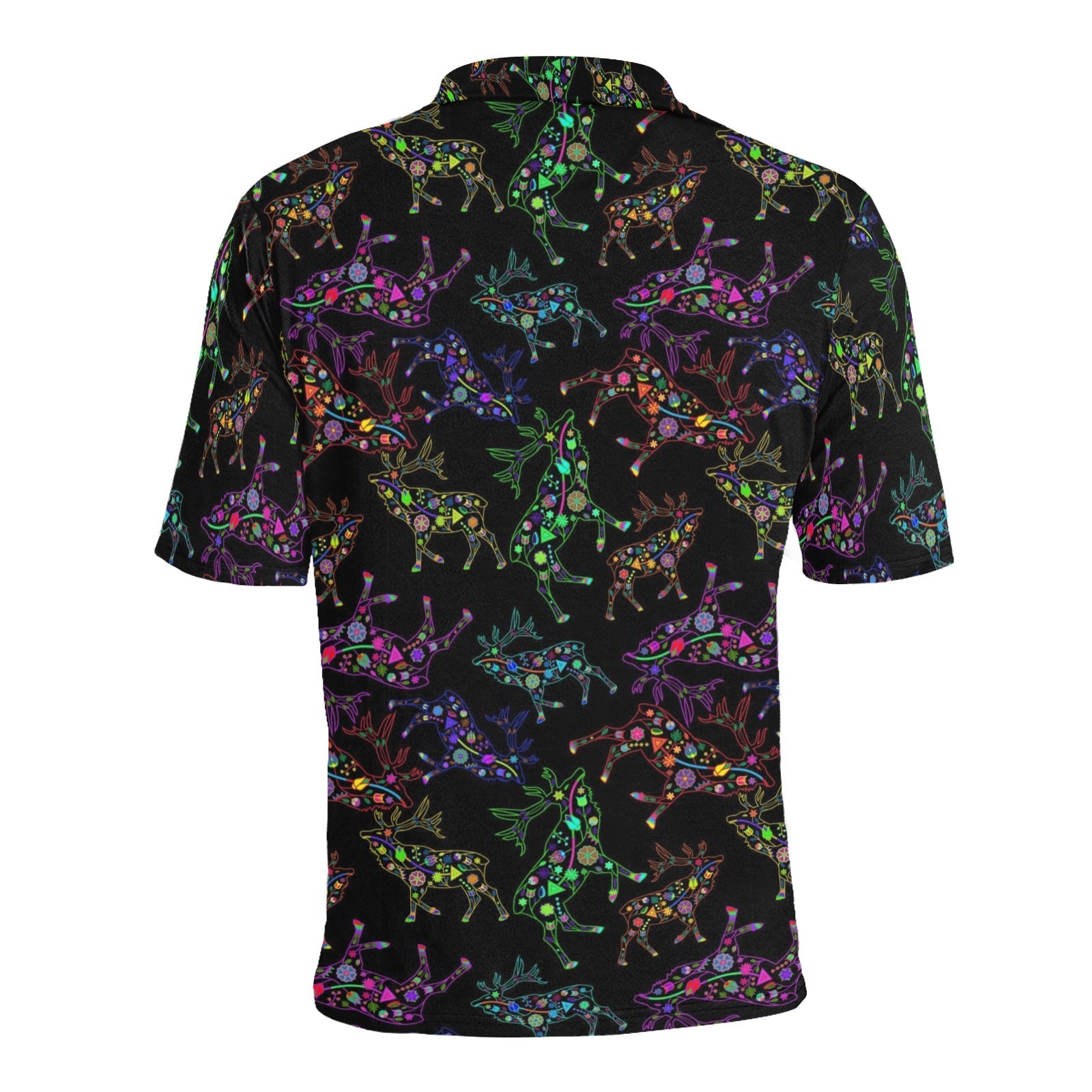 Neon Floral Elks Men's All Over Print Polo Shirt (Model T55) Men's Polo Shirt (Model T55) e-joyer 