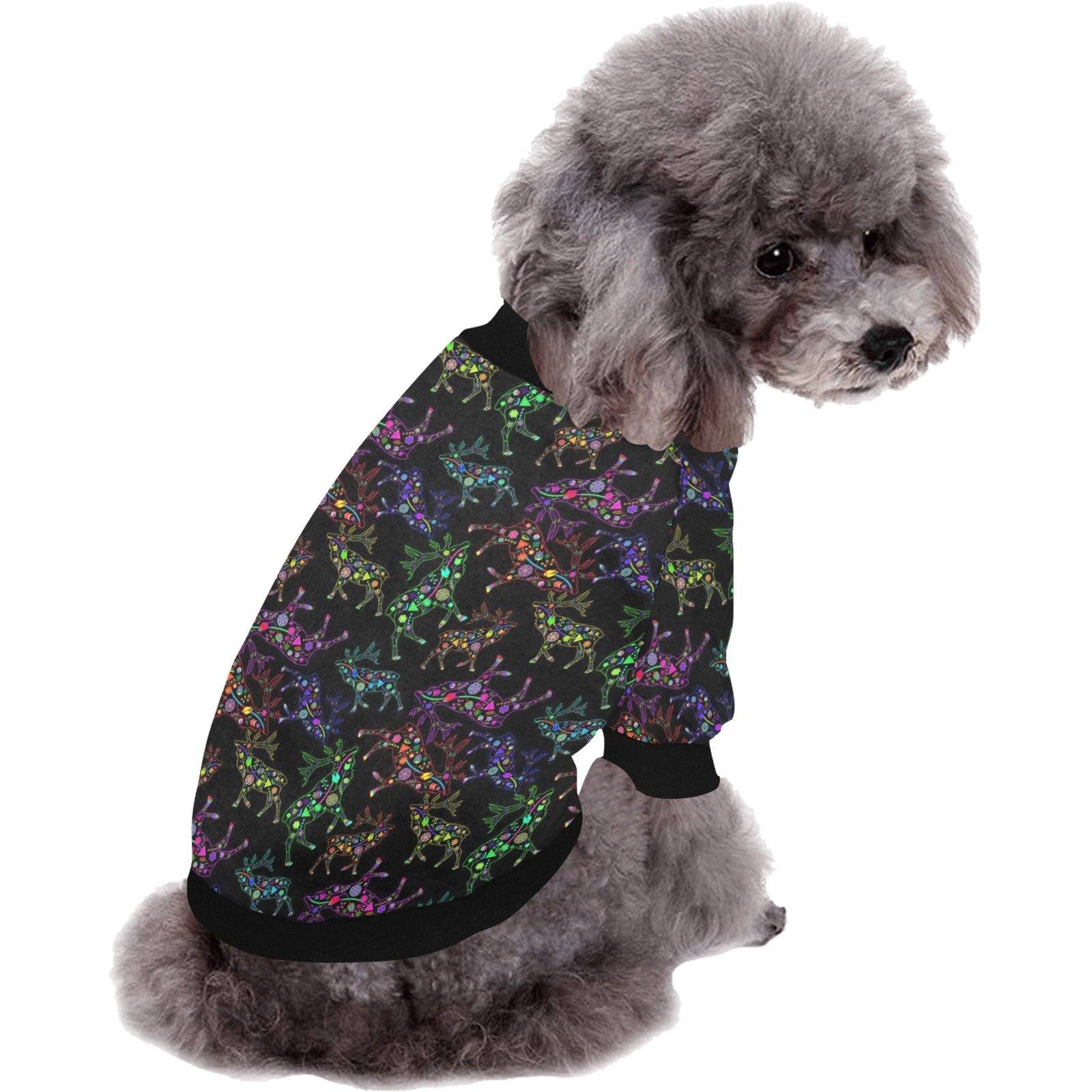 Neon Floral Elks Pet Dog Round Neck Shirt Pet Dog Round Neck Shirt e-joyer 