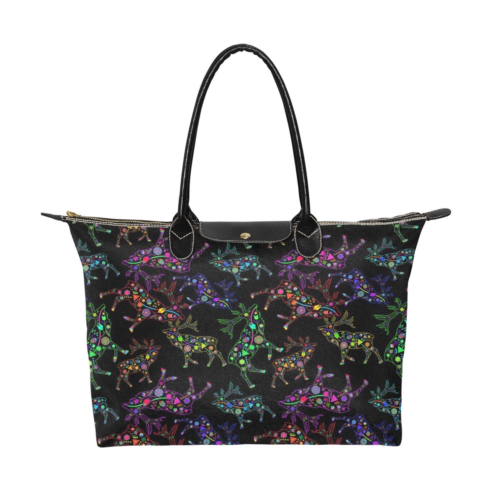 Neon Floral Elks Single-Shoulder Lady Handbag (Model 1714) bag e-joyer 