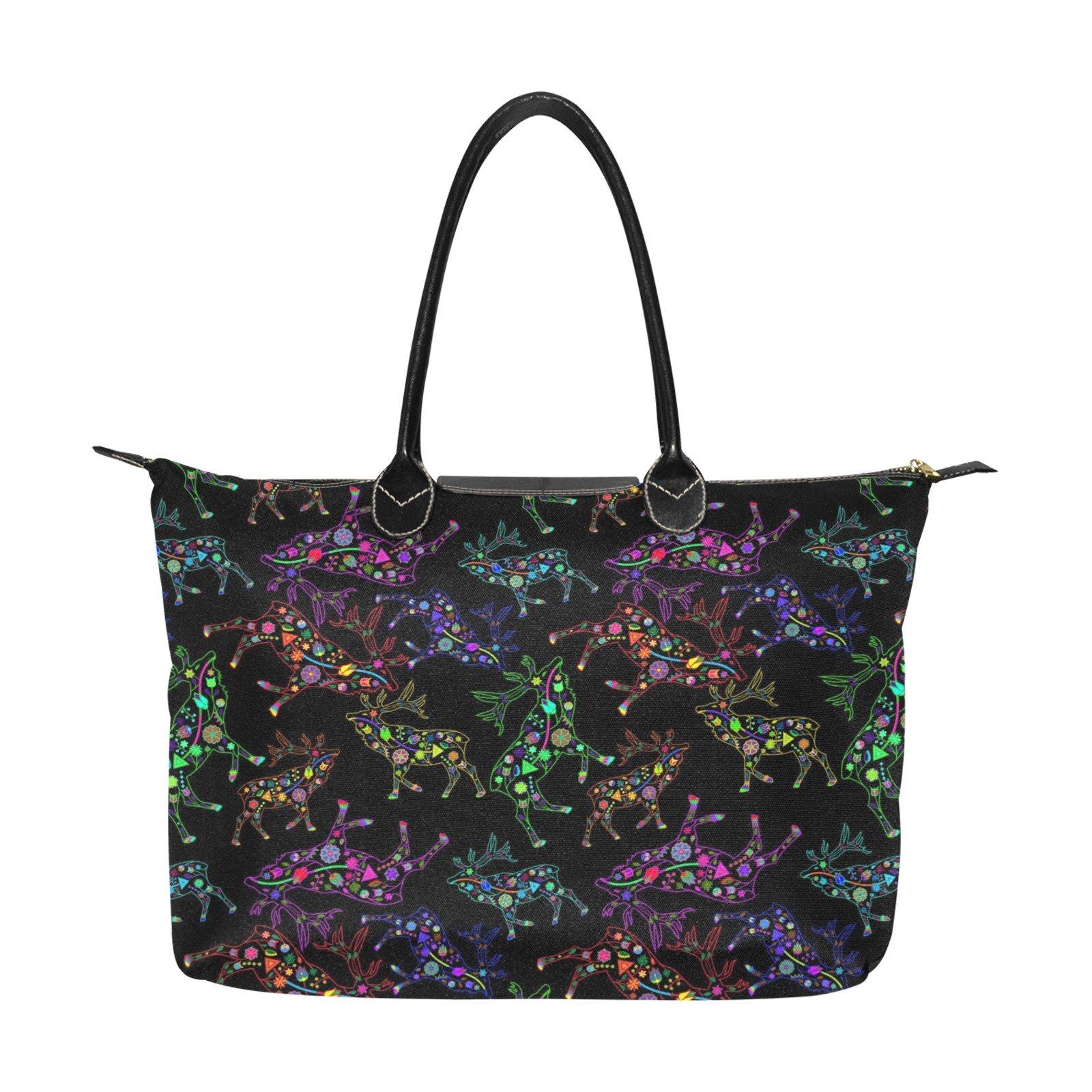 Neon Floral Elks Single-Shoulder Lady Handbag (Model 1714) bag e-joyer 