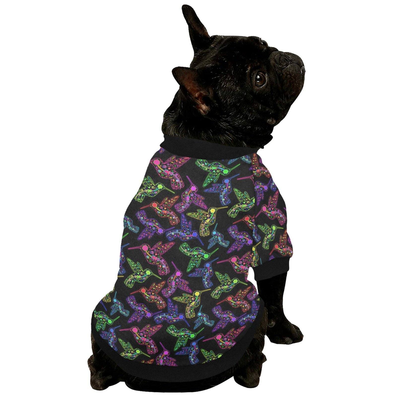 Neon Floral Hummingbirds Pet Dog Round Neck Shirt Pet Dog Round Neck Shirt e-joyer 