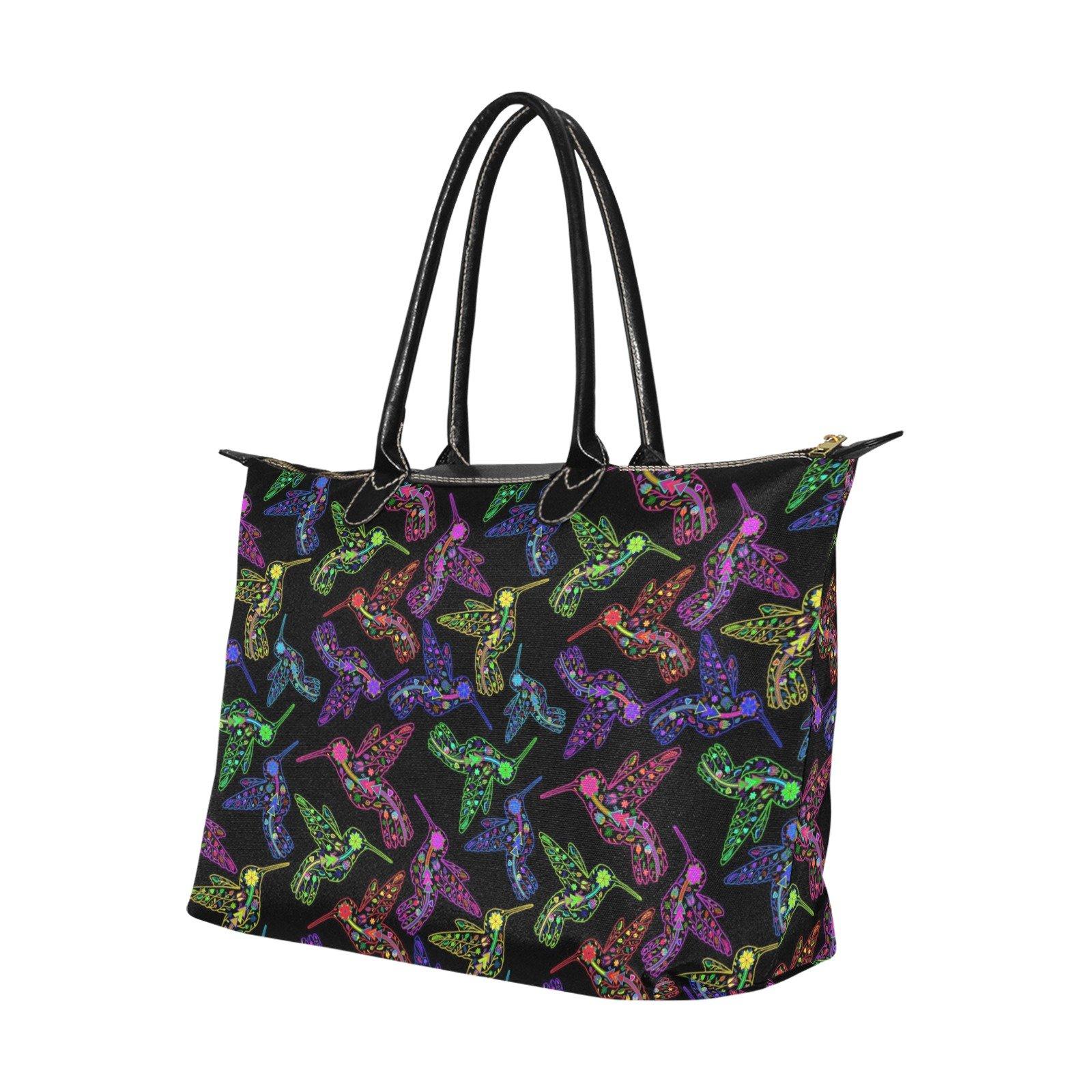 Neon Floral Hummingbirds Single-Shoulder Lady Handbag (Model 1714) bag e-joyer 