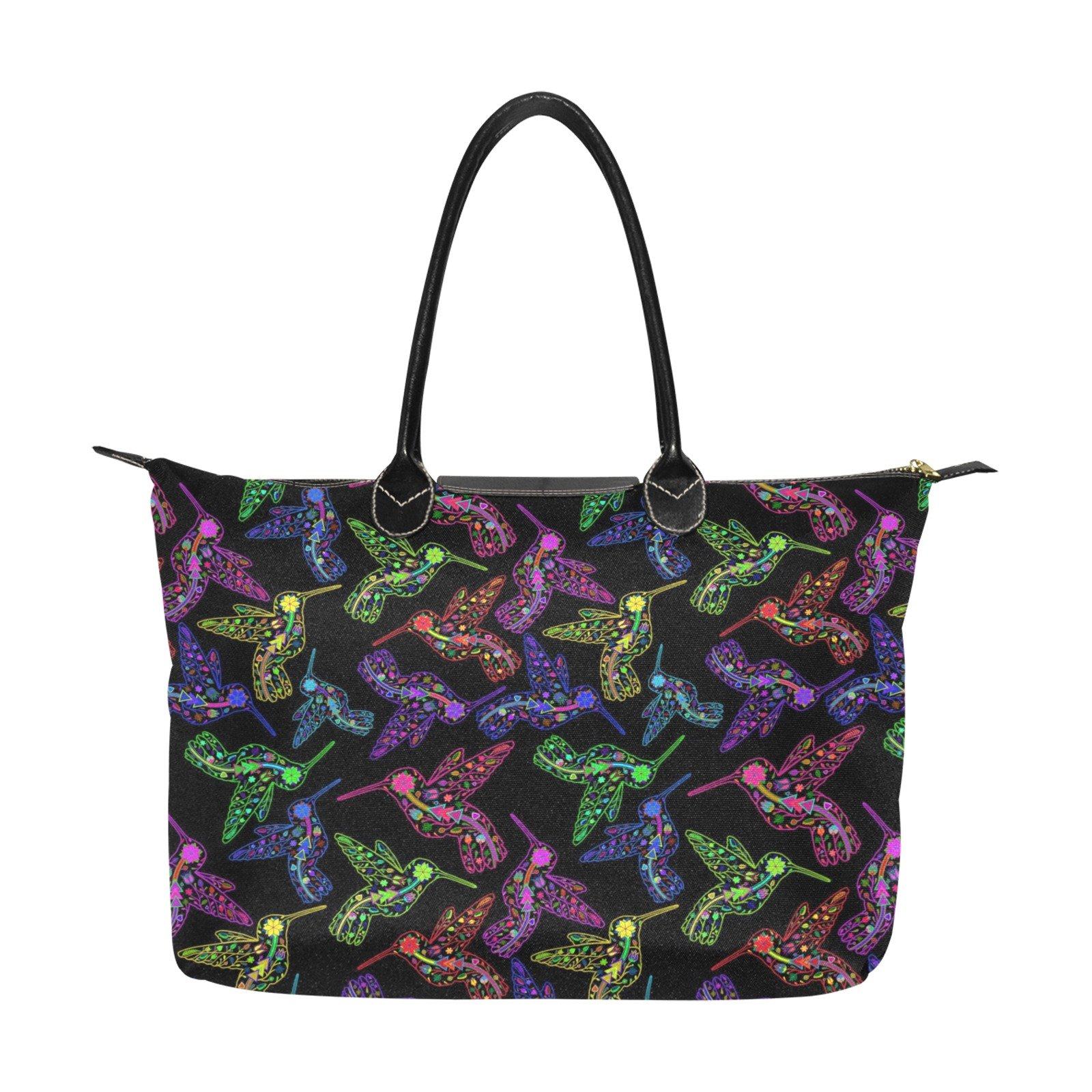 Neon Floral Hummingbirds Single-Shoulder Lady Handbag (Model 1714) bag e-joyer 