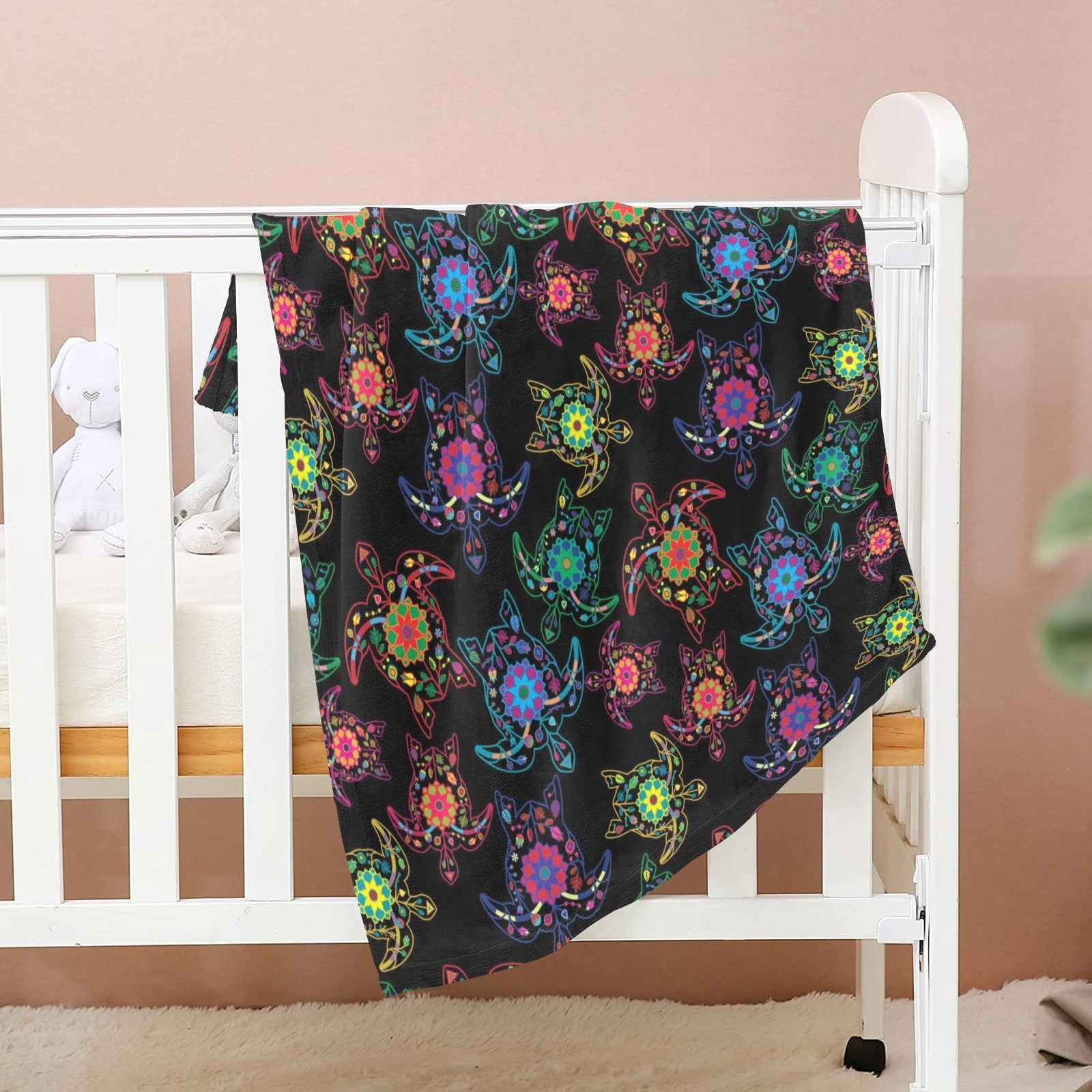 Neon Floral Turtle Baby Blanket 30"x40" Baby Blanket 30"x40" e-joyer 
