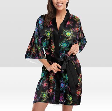 Neon Floral Turtle Kimono Robe Artsadd 