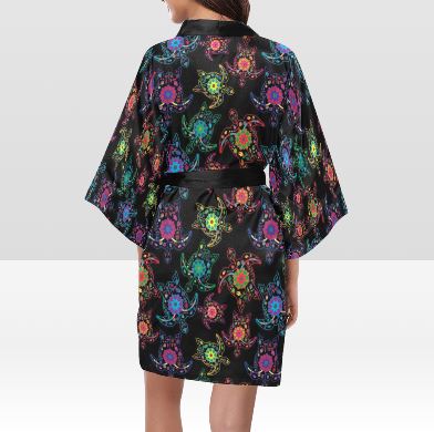 Neon Floral Turtle Kimono Robe Artsadd 