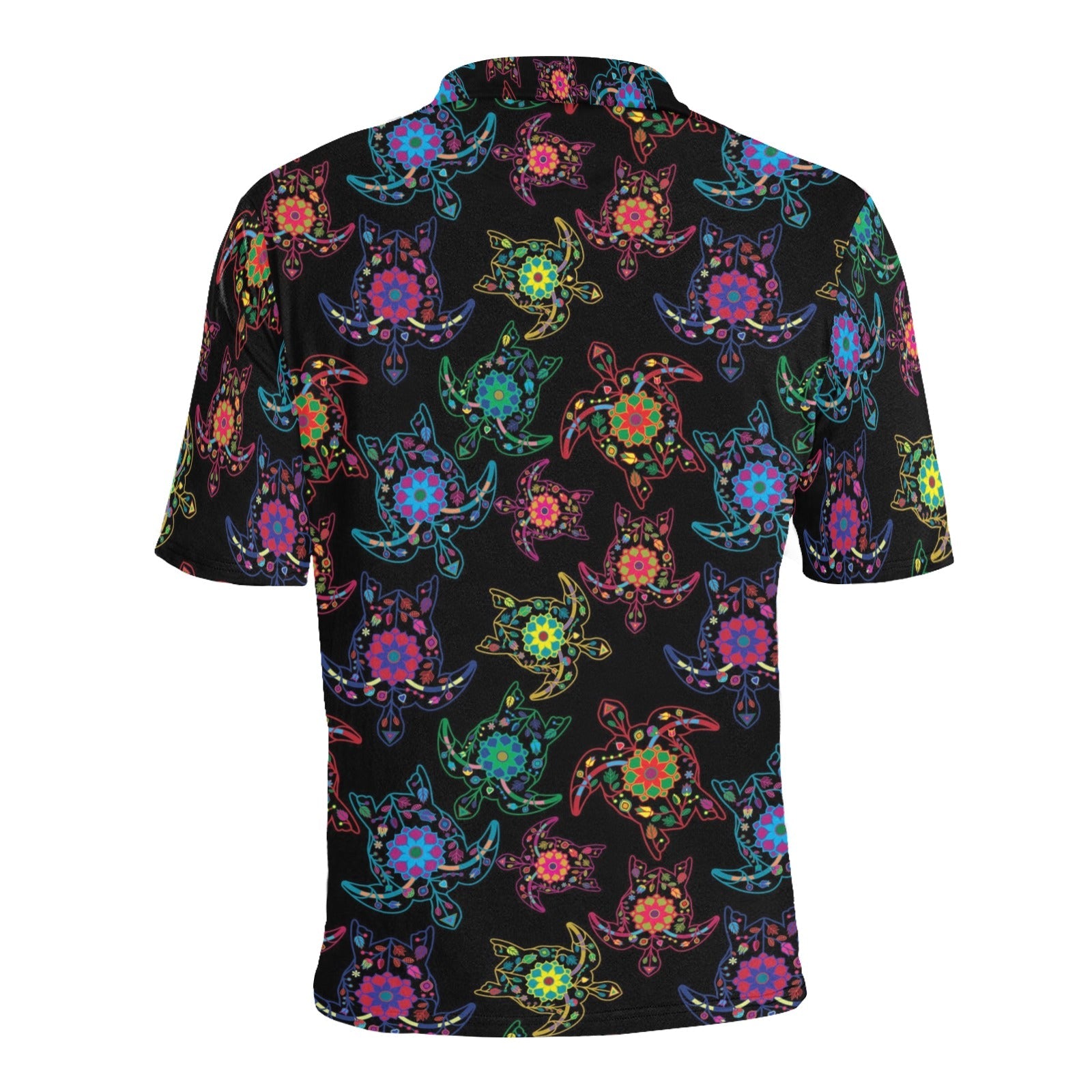 Neon Floral Turtle Men's All Over Print Polo Shirt (Model T55) Men's Polo Shirt (Model T55) e-joyer 