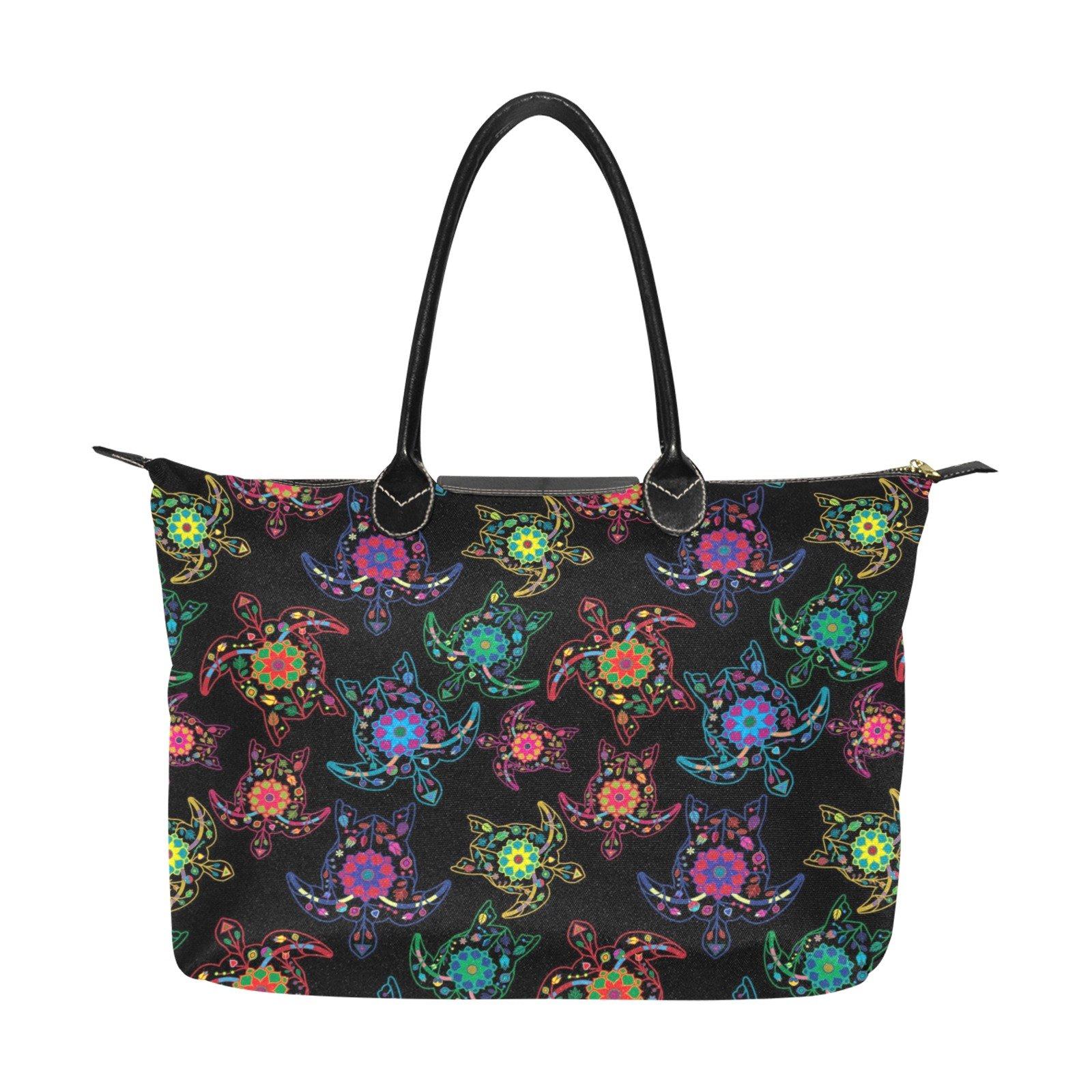 Neon Floral Turtle Single-Shoulder Lady Handbag (Model 1714) bag e-joyer 