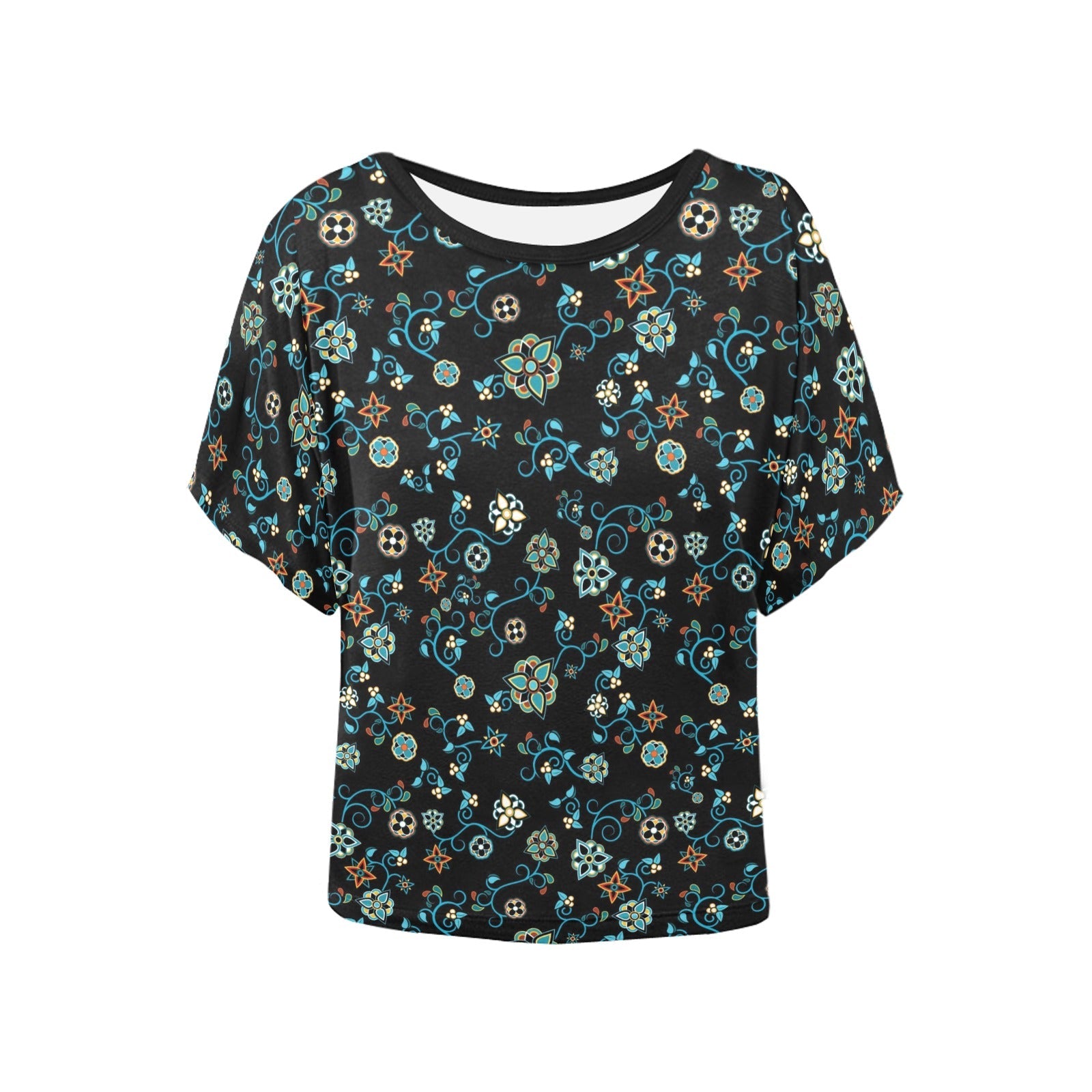 Ocean Bloom Women's Batwing-Sleeved Blouse T shirt (Model T44) Women's Batwing-Sleeved Blouse T shirt (T44) e-joyer 