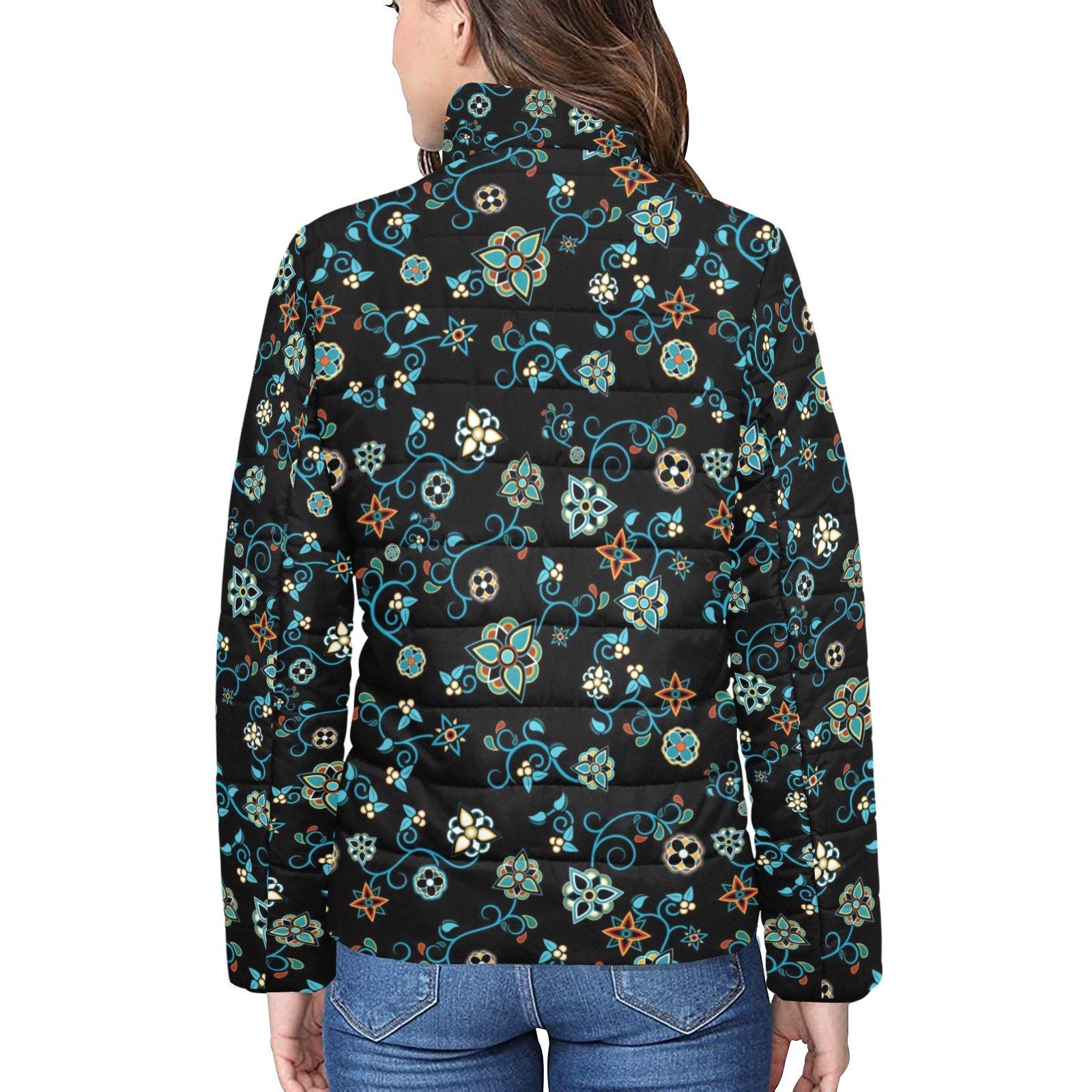 Ocean Bloom Women's Stand Collar Padded Jacket (Model H41) jacket e-joyer 