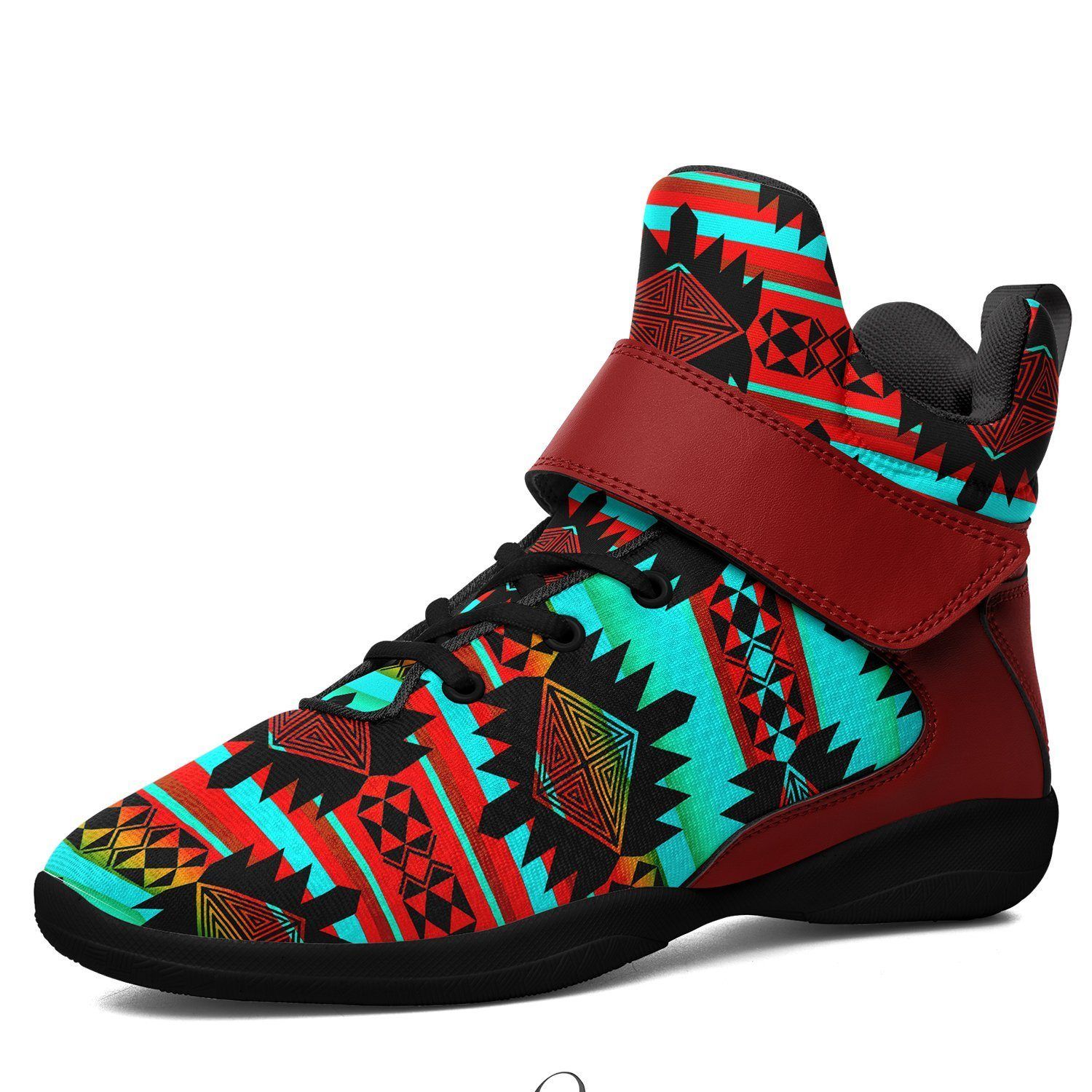 Okotoks Arrow Ipottaa Basketball / Sport High Top Shoes - Black Sole 49 Dzine US Men 7 / EUR 40 Black Sole with Dark Red Strap 