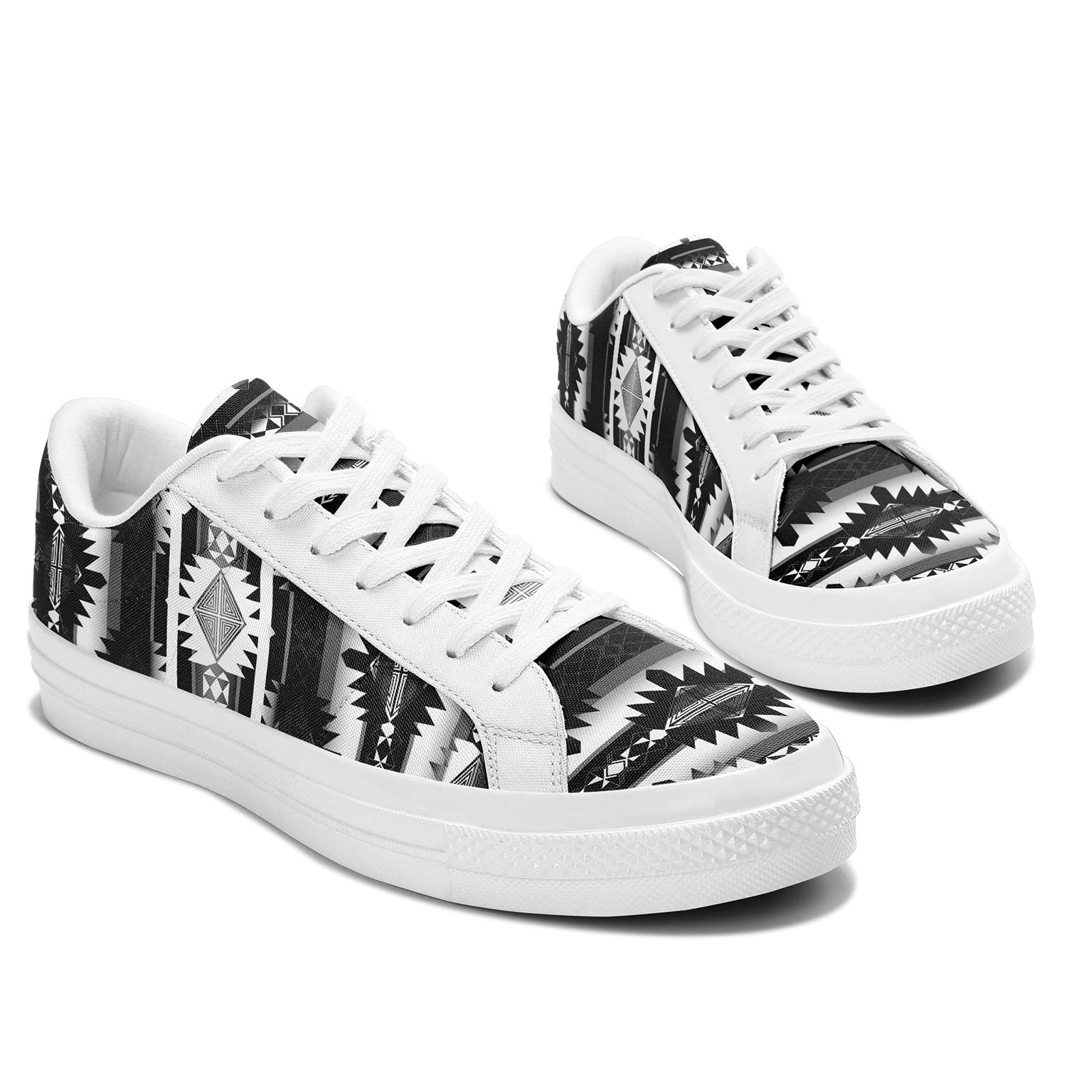 Okotoks Black and White Aapisi Low Top Canvas Shoes White Sole 49 Dzine 