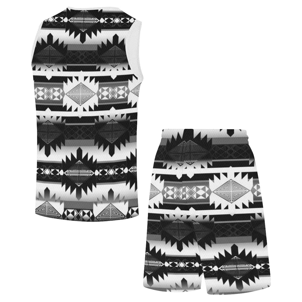 Okotoks Black and White All Over Print Basketball Uniform Basketball Uniform e-joyer 