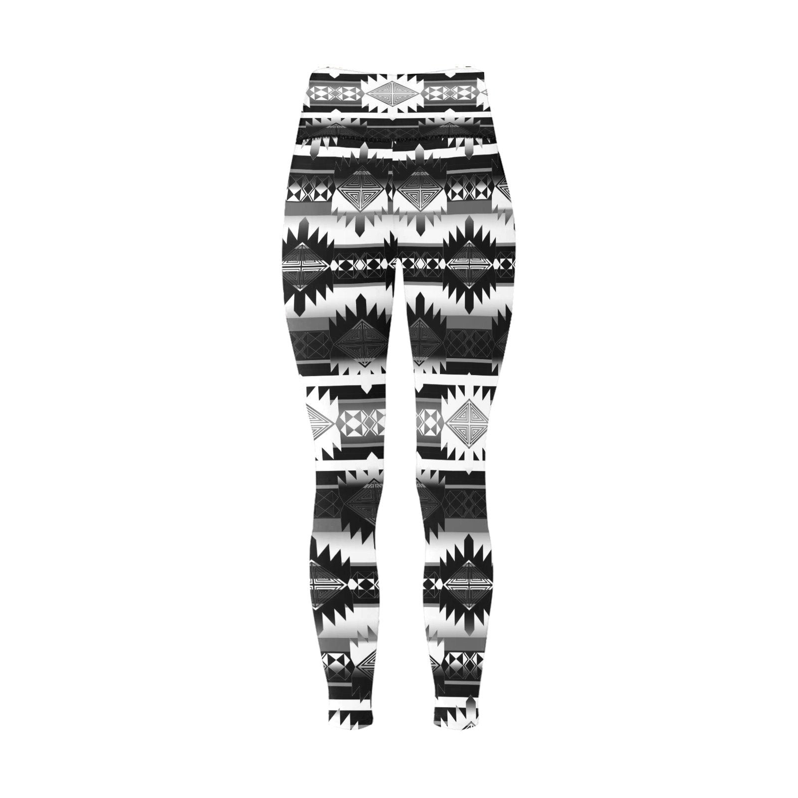 Okotoks Black and White All Over Print High-Waisted Leggings (Model L36) High-Waisted Leggings (L36) e-joyer 