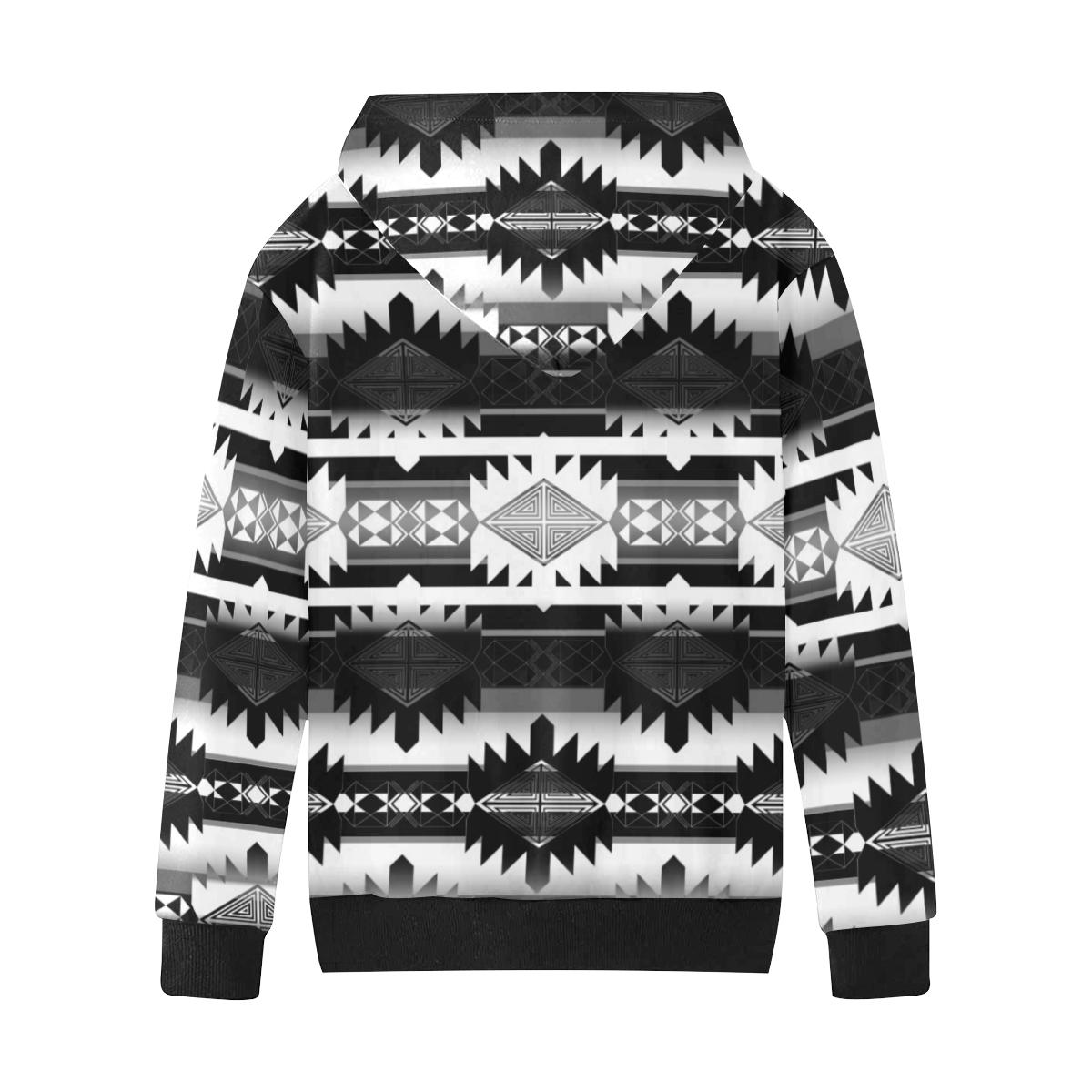 Okotoks Black and White Kids' All Over Print Hoodie (Model H38) Kids' AOP Hoodie (H38) e-joyer 