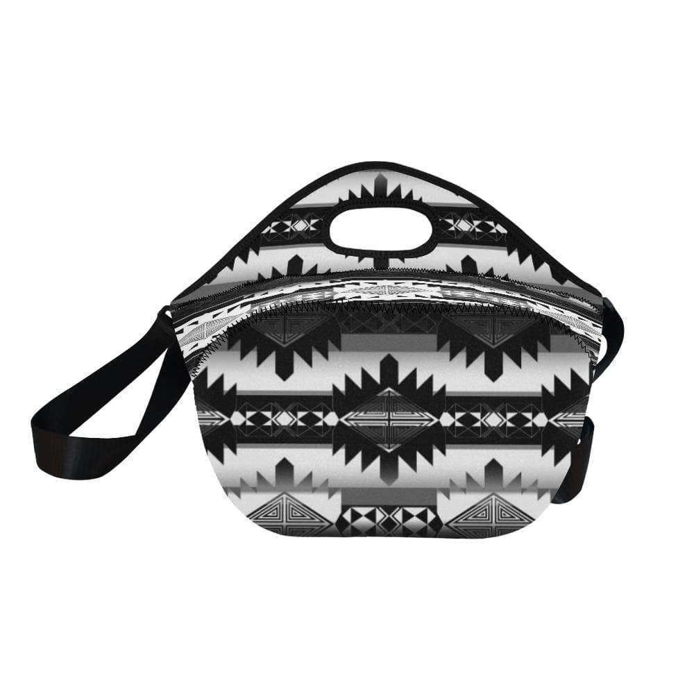 Okotoks Black and White Neoprene Lunch Bag/Large (Model 1669) Neoprene Lunch Bag/Large (1669) e-joyer 