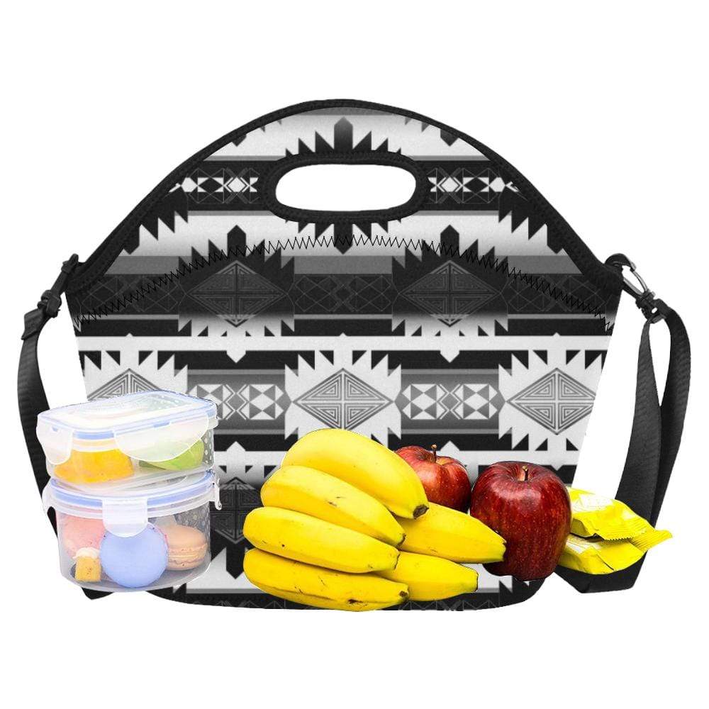 Okotoks Black and White Neoprene Lunch Bag/Large (Model 1669) Neoprene Lunch Bag/Large (1669) e-joyer 