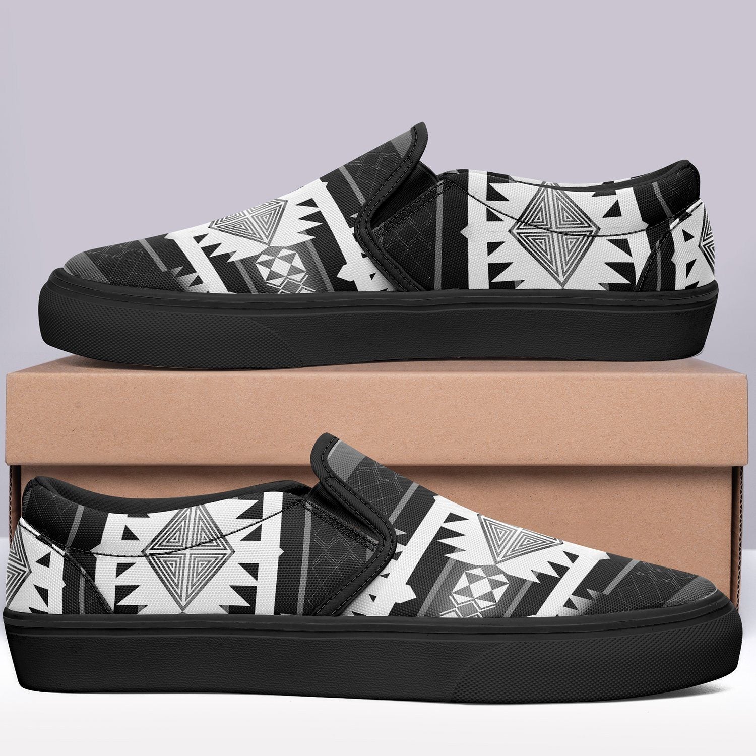 Okotoks Black and White Otoyimm Kid's Canvas Slip On Shoes 49 Dzine 