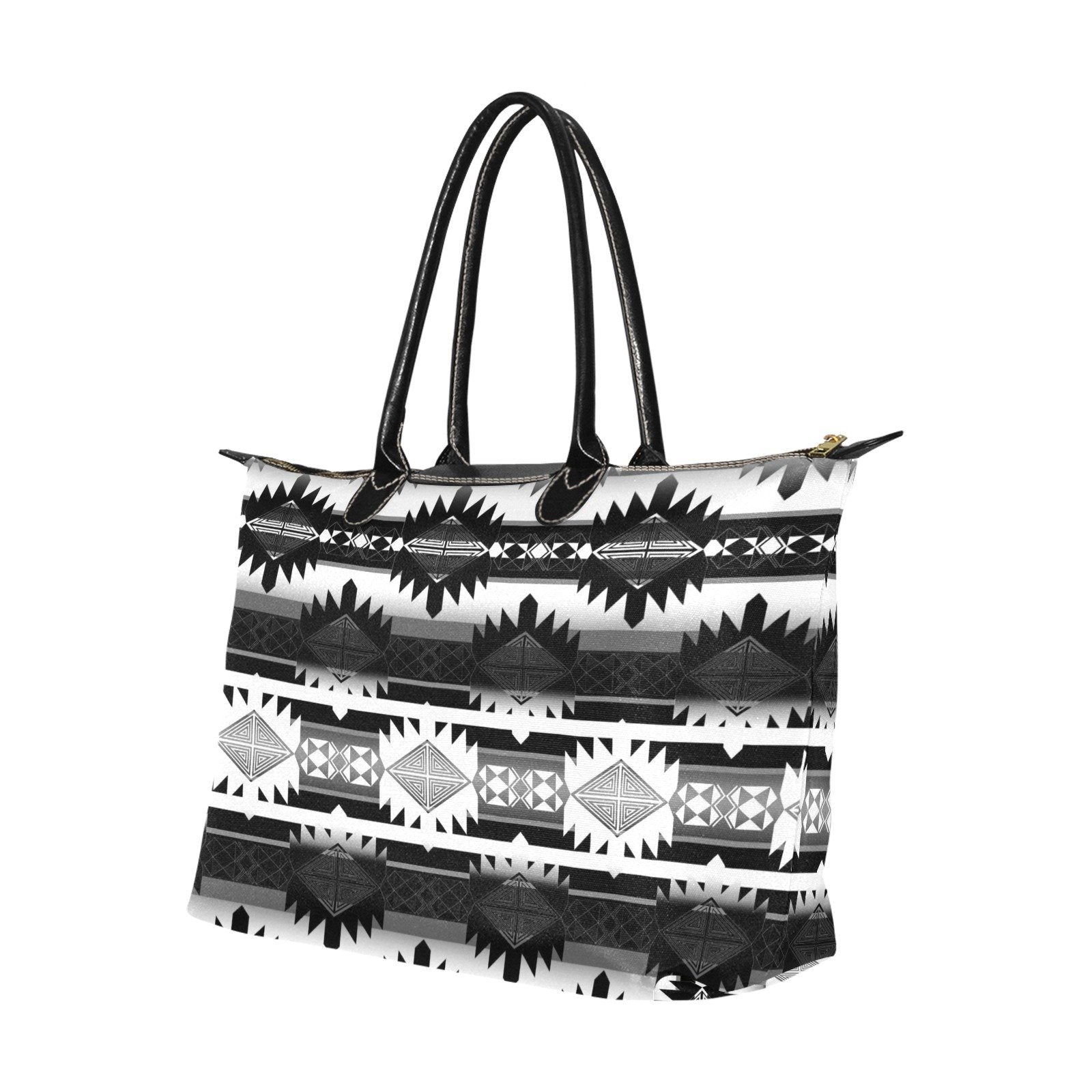 Okotoks Black and White Single-Shoulder Lady Handbag (Model 1714) bag e-joyer 