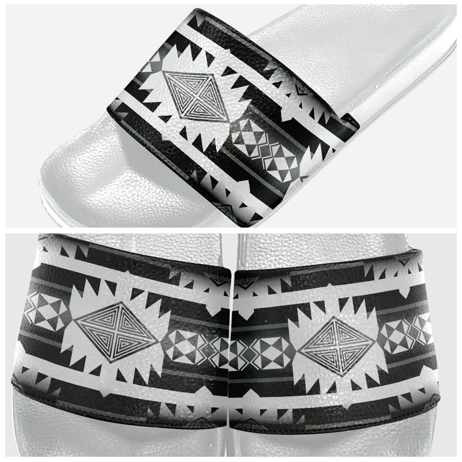Okotoks Black and White Slide Sandals 49 Dzine 