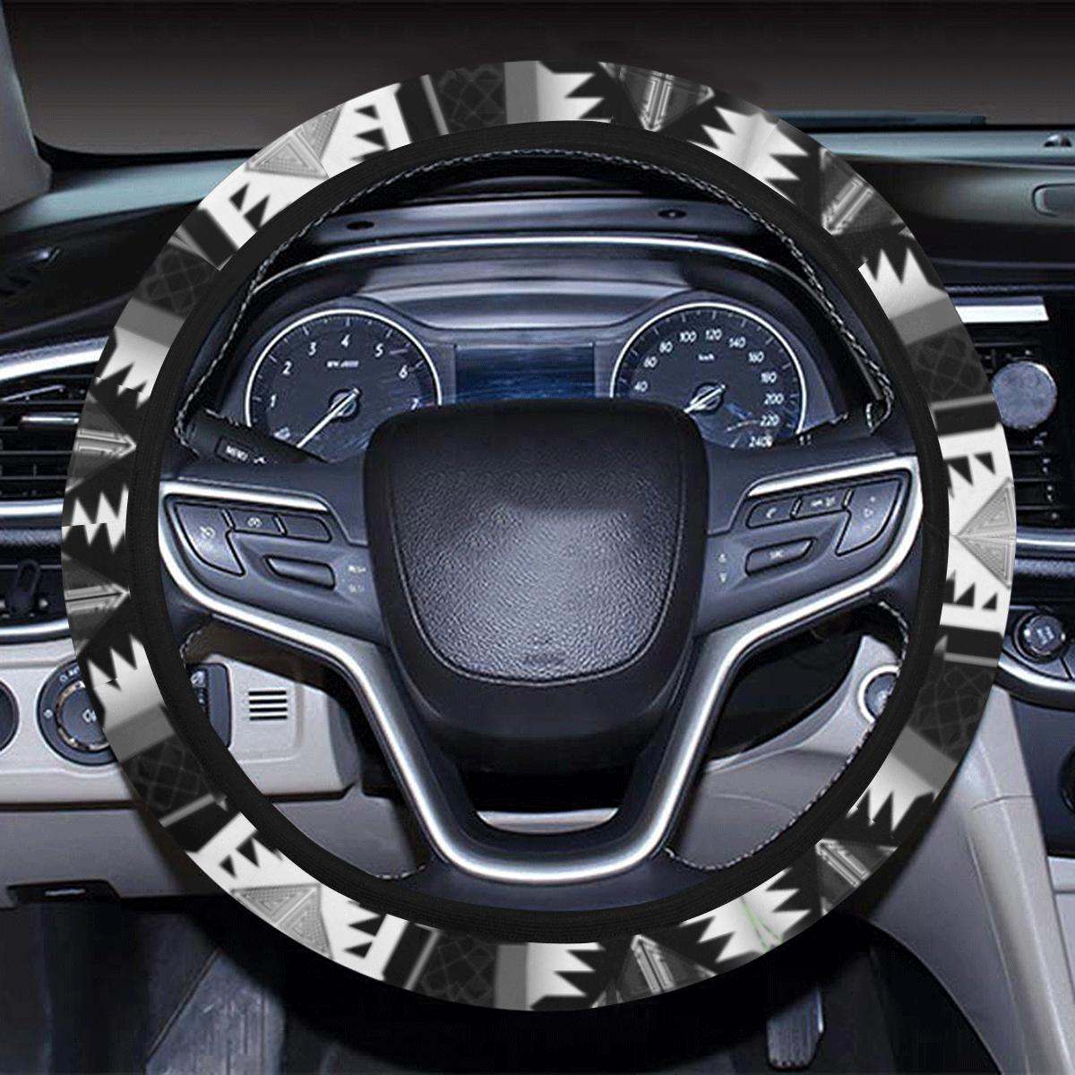 Okotoks Black and White Steering Wheel Cover with Elastic Edge Steering Wheel Cover with Elastic Edge e-joyer 