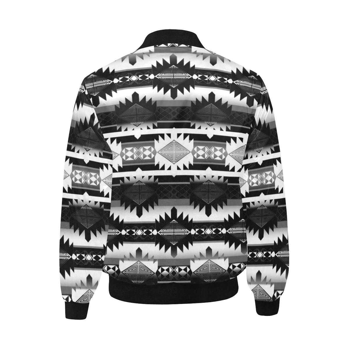 Okotoks Black and White Unisex Heavy Bomber Jacket with Quilted Lining All Over Print Quilted Jacket for Men (H33) e-joyer 