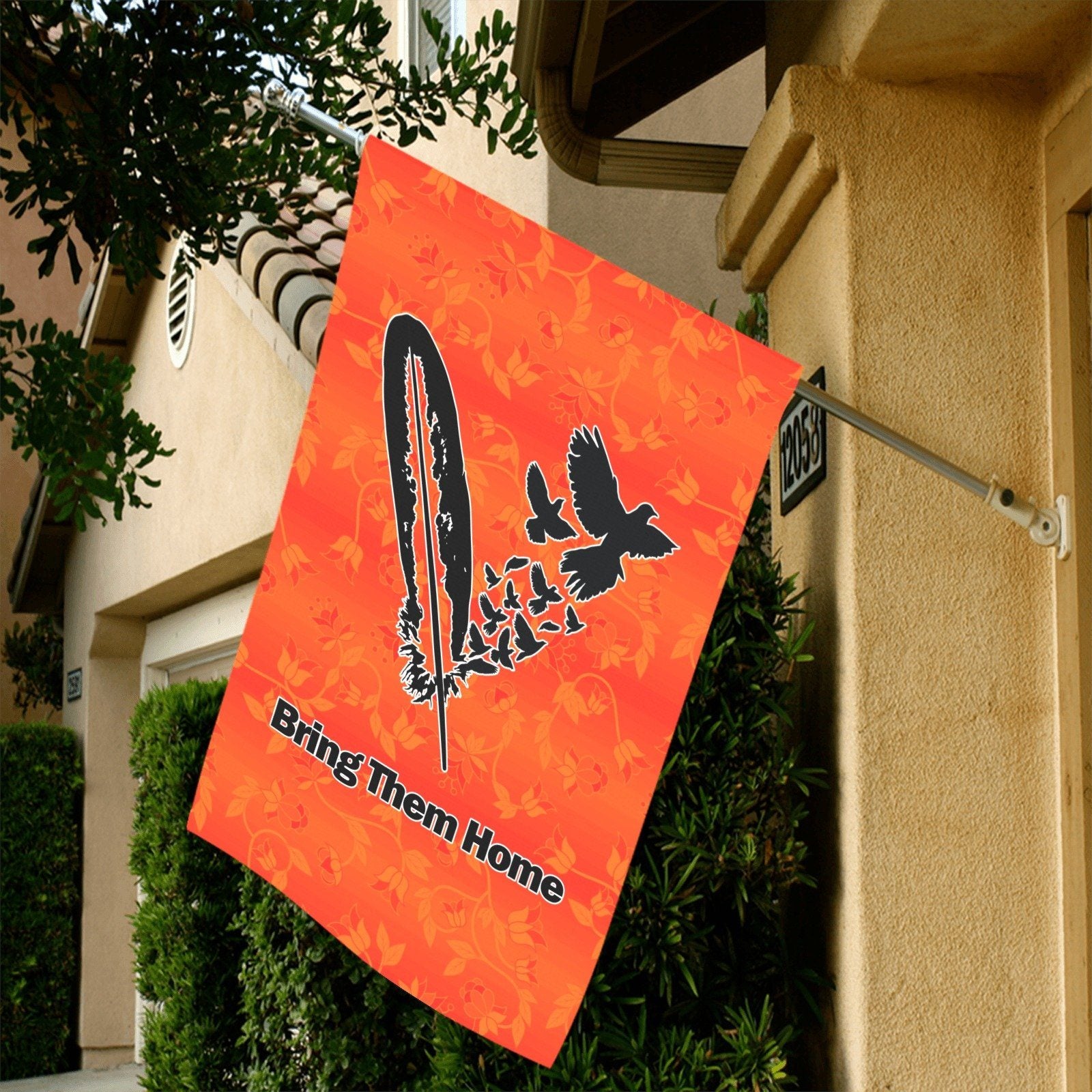 Orange Days Orange - Bring Them Home Feather with Doves Garden Flag 36''x60'' (Two Sides Printing) Garden Flag 36‘’x60‘’ (Two Sides) e-joyer 