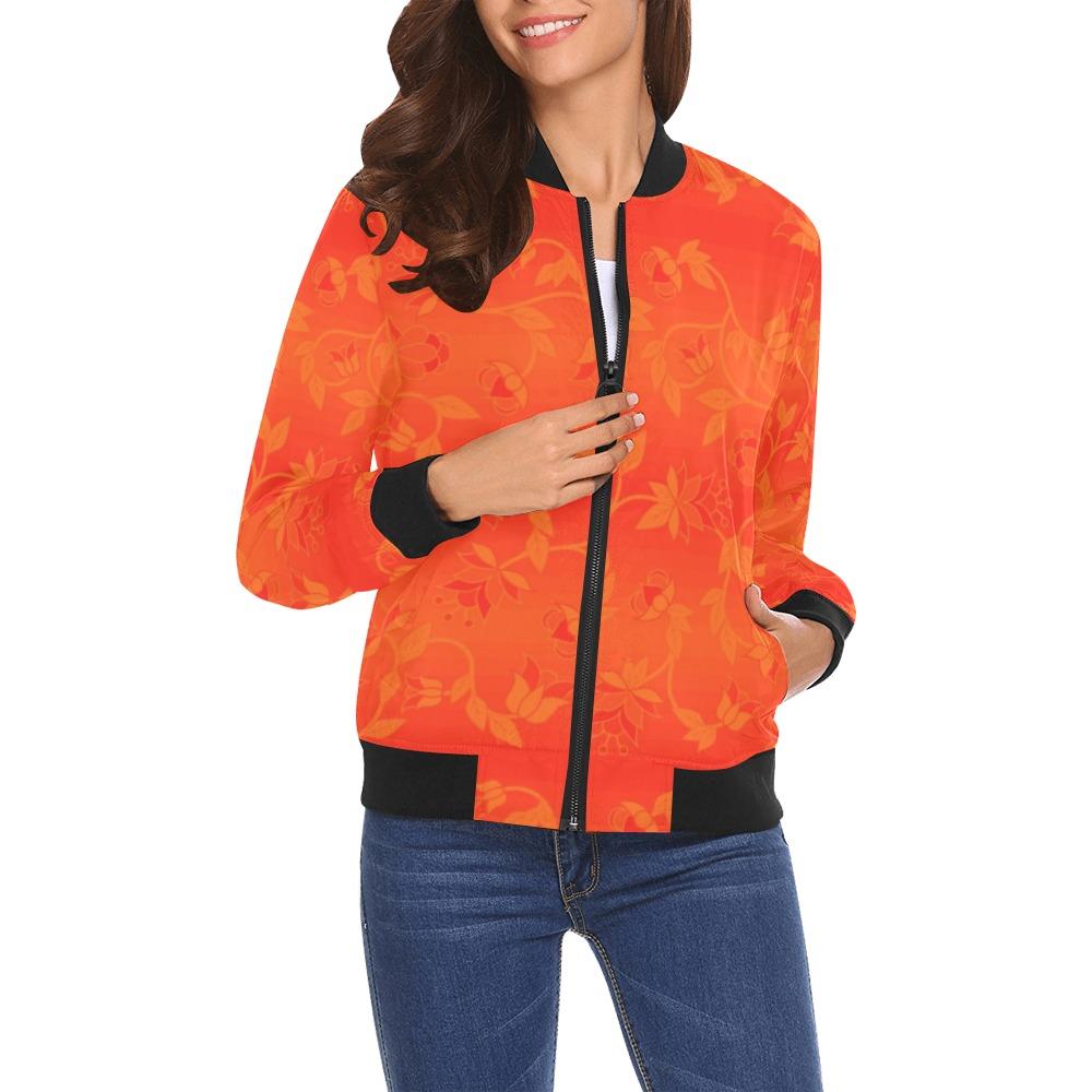 Orange Days Orange Feather Directions All Over Print Bomber Jacket for Women (Model H19) All Over Print Bomber Jacket for Women (H19) e-joyer 