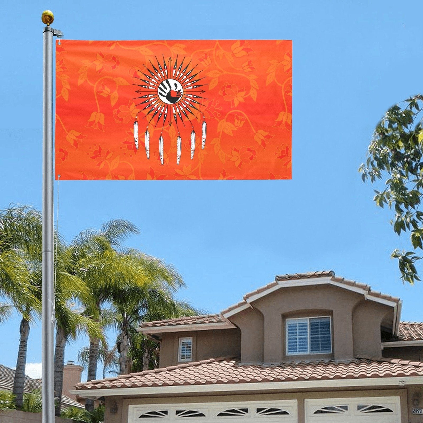 Orange Days Orange Feather Directions Garden Flag 59"x35" Garden Flag 59"x35" e-joyer 