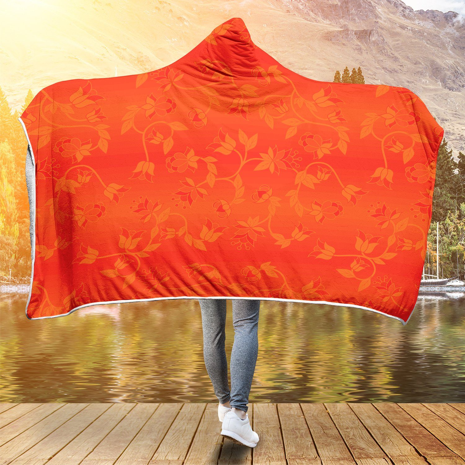 Orange Days Orange Hooded Blanket blanket 49 Dzine 