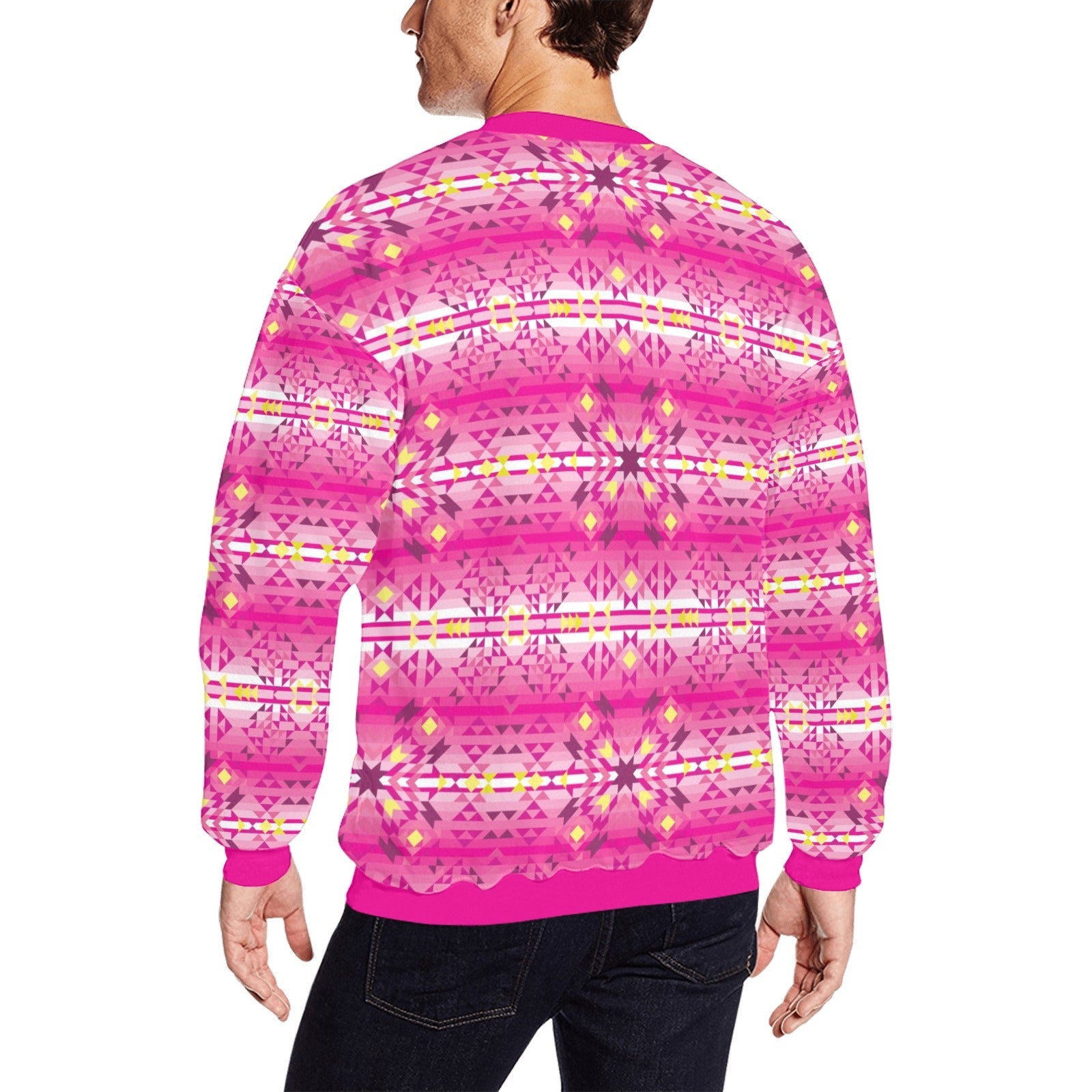 Pink Star All Over Print Crewneck Sweatshirt for Men (Model H18) shirt e-joyer 