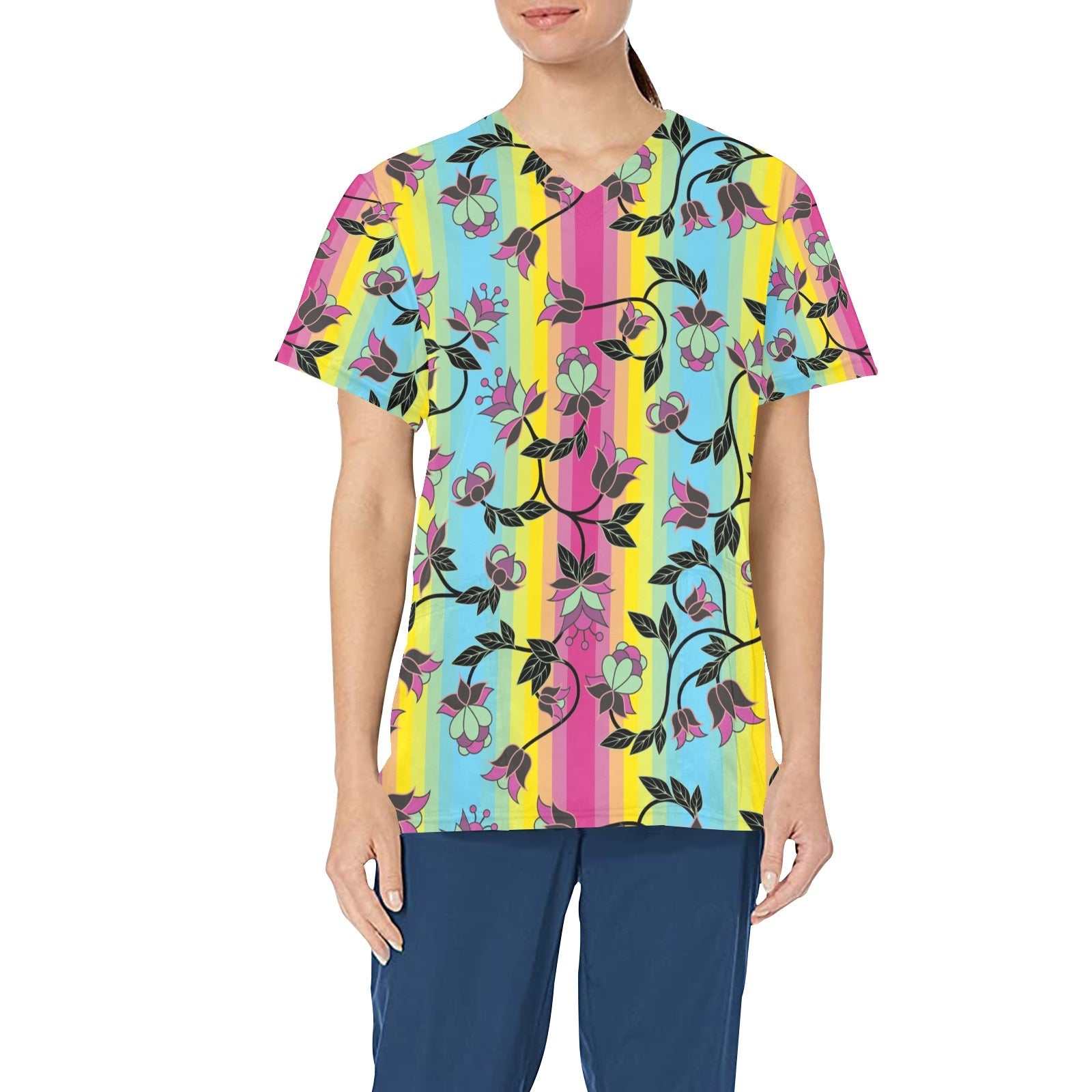 Powwow Carnival All Over Print Scrub Top Scrub Top e-joyer 