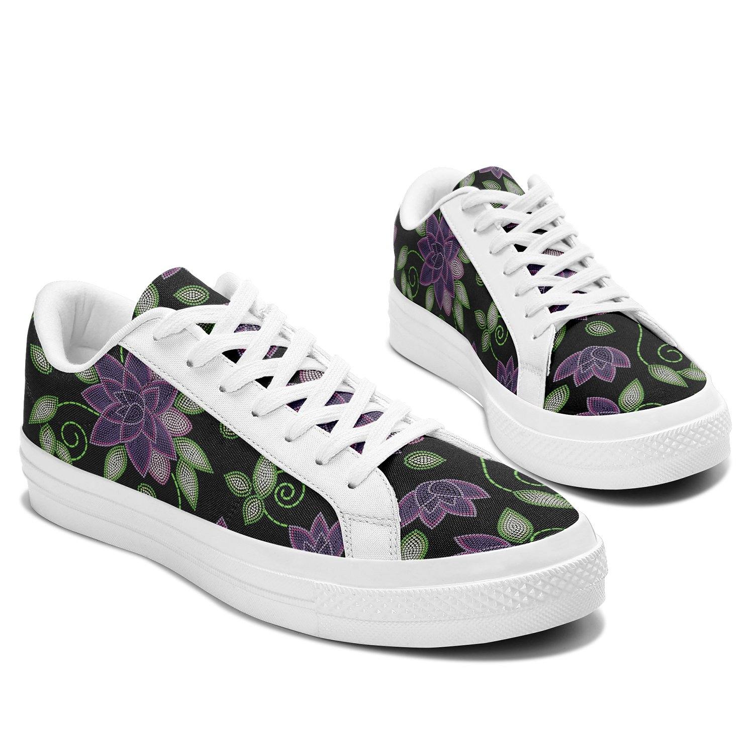 Purple Beaded Rose Aapisi Low Top Canvas Shoes White Sole aapisi Herman 